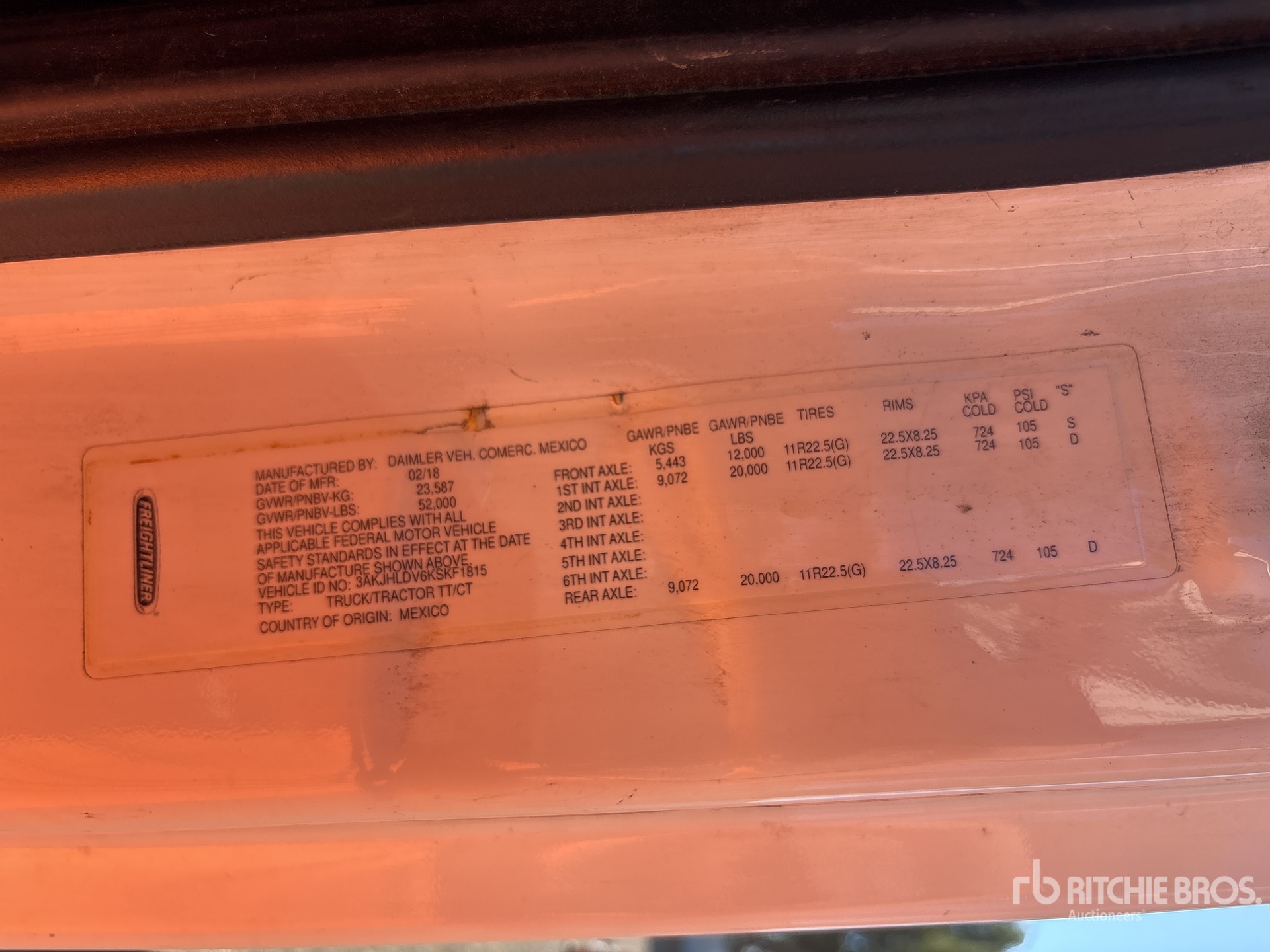General Appearance with Serial Number / VIN