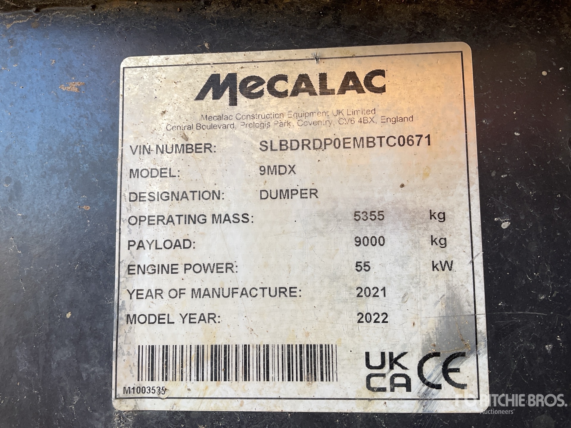 General Appearance with Serial Number / VIN