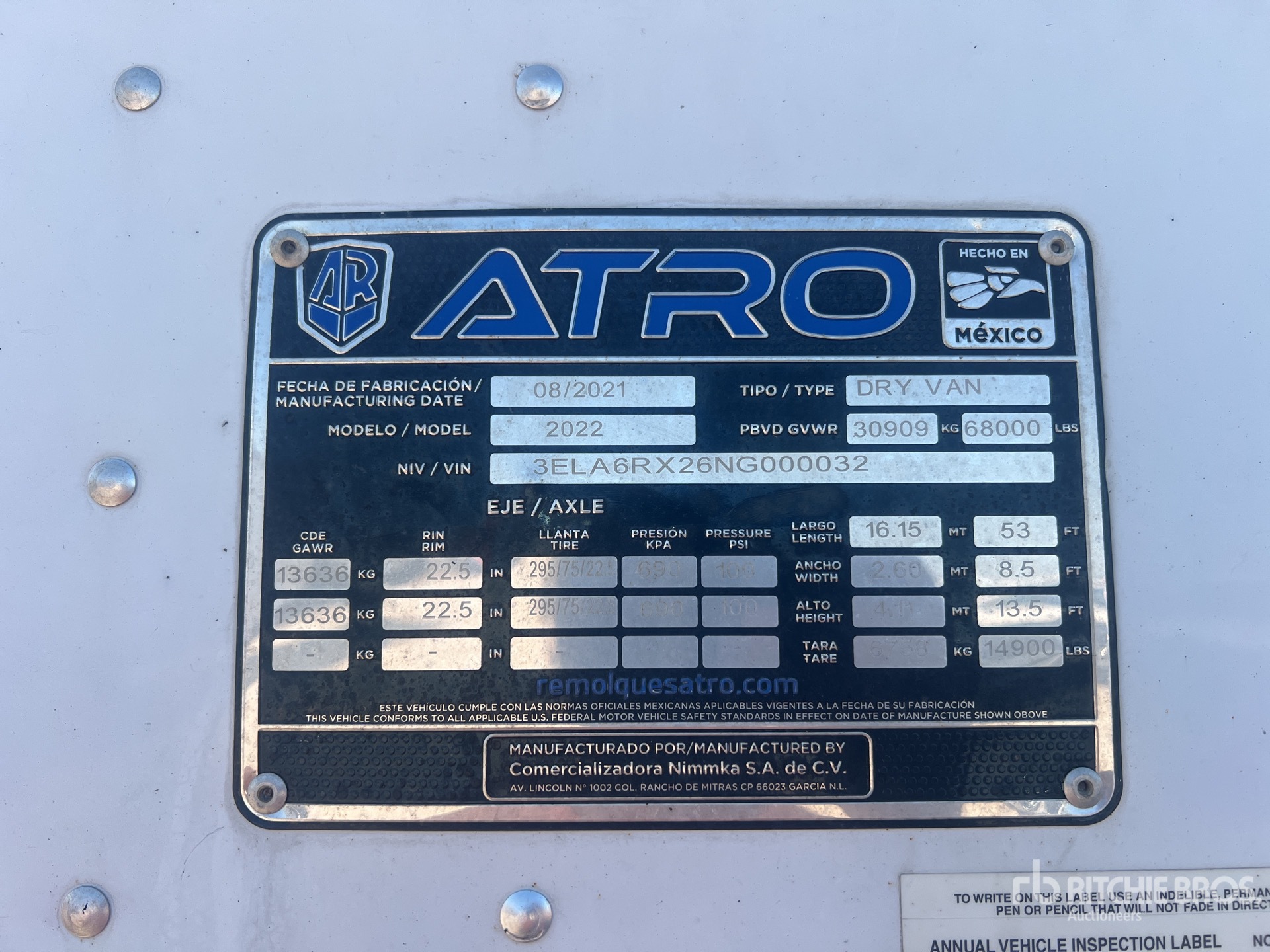 General Appearance with Serial Number / VIN