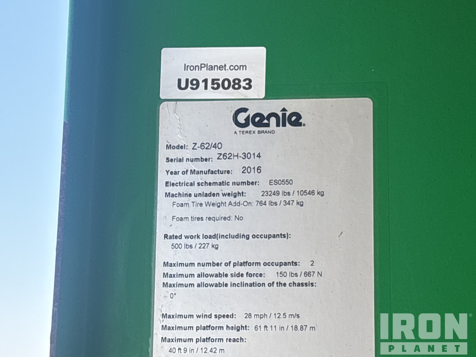 General Appearance with Serial Number / VIN