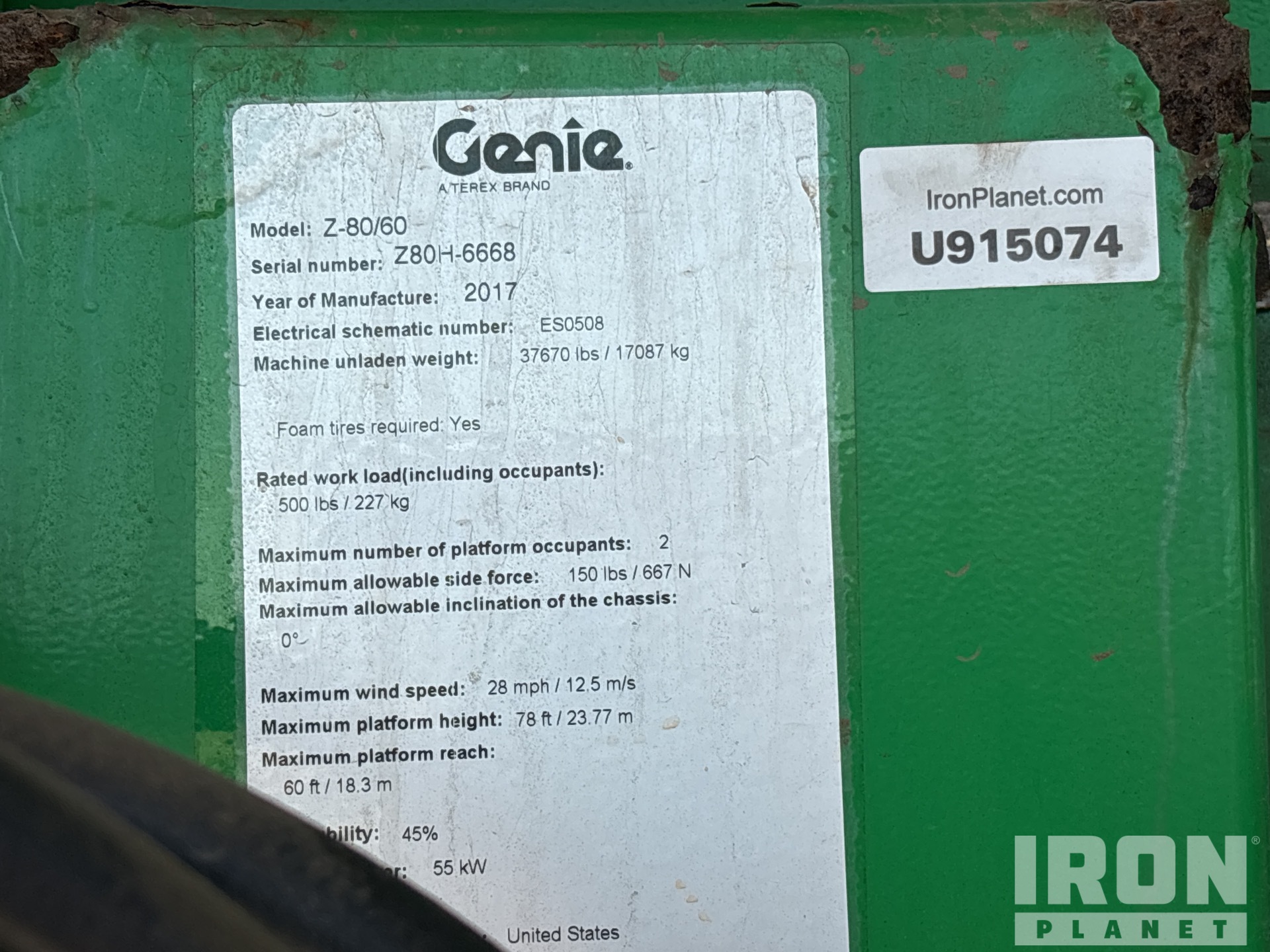 General Appearance with Serial Number / VIN