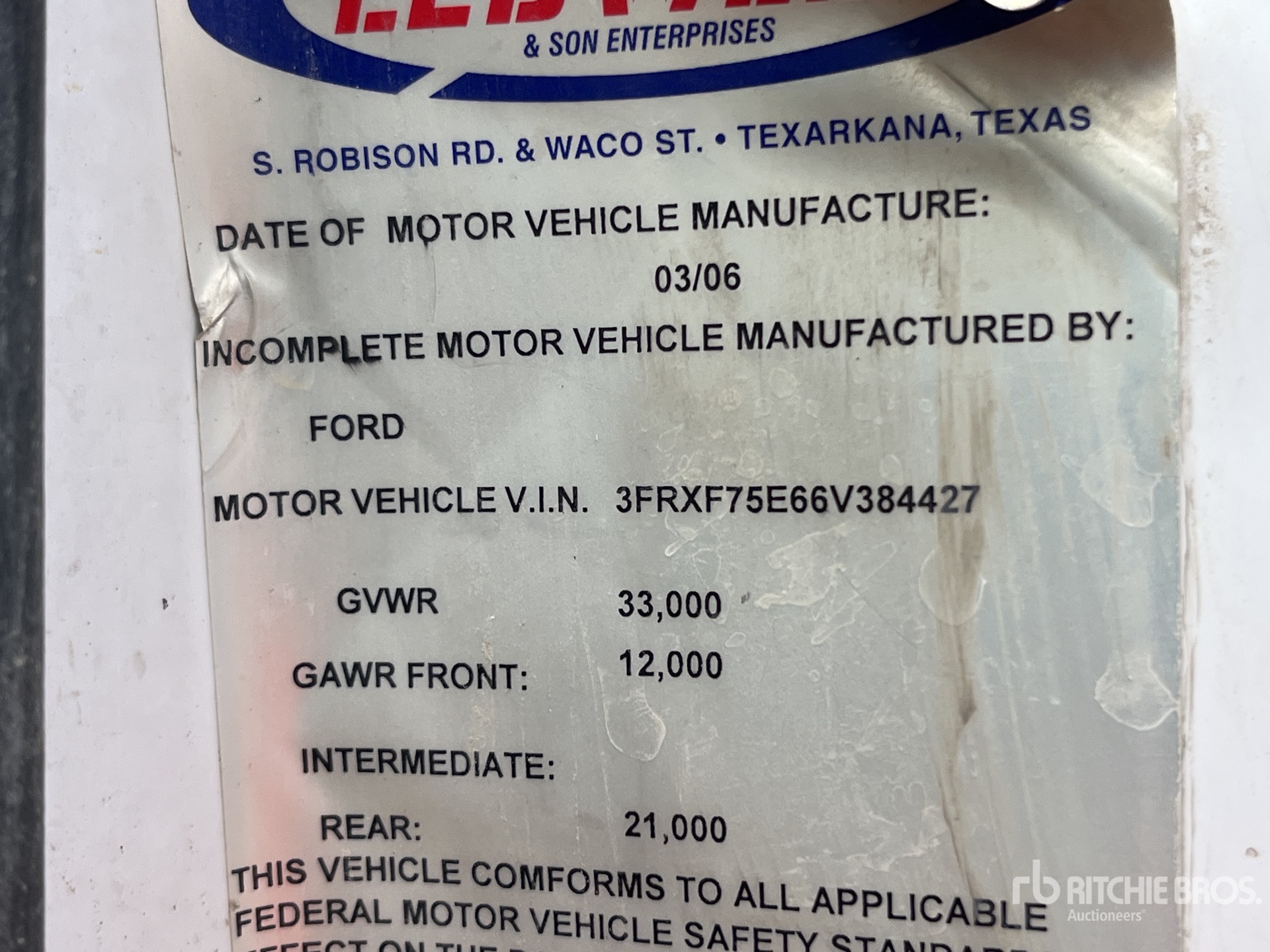 General Appearance with Serial Number / VIN