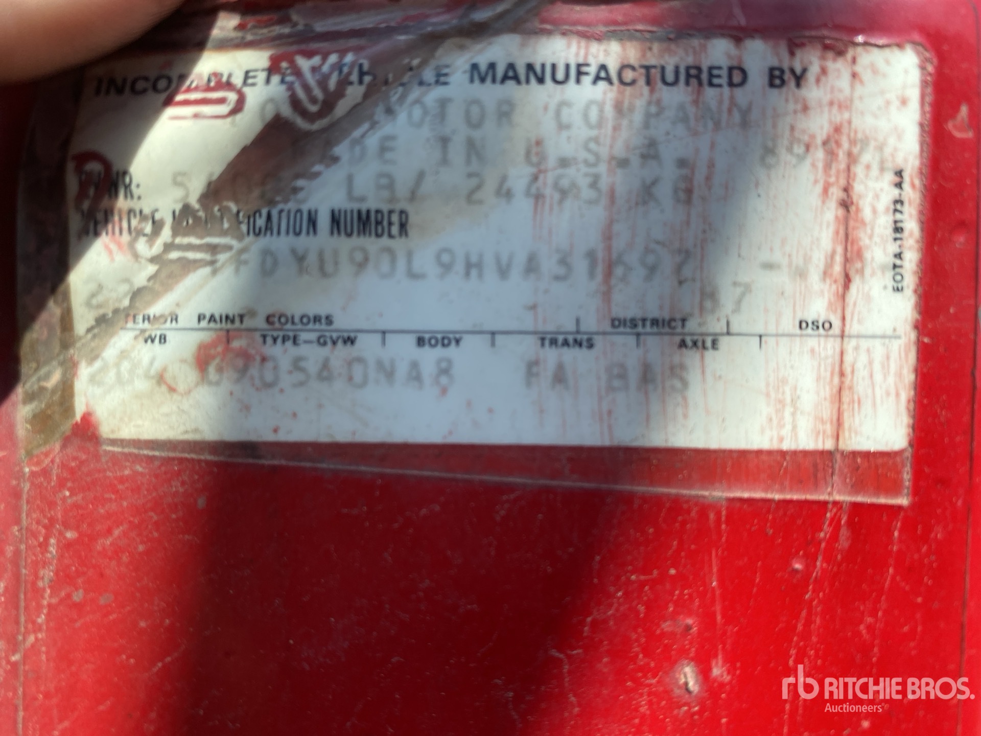 General Appearance with Serial Number / VIN