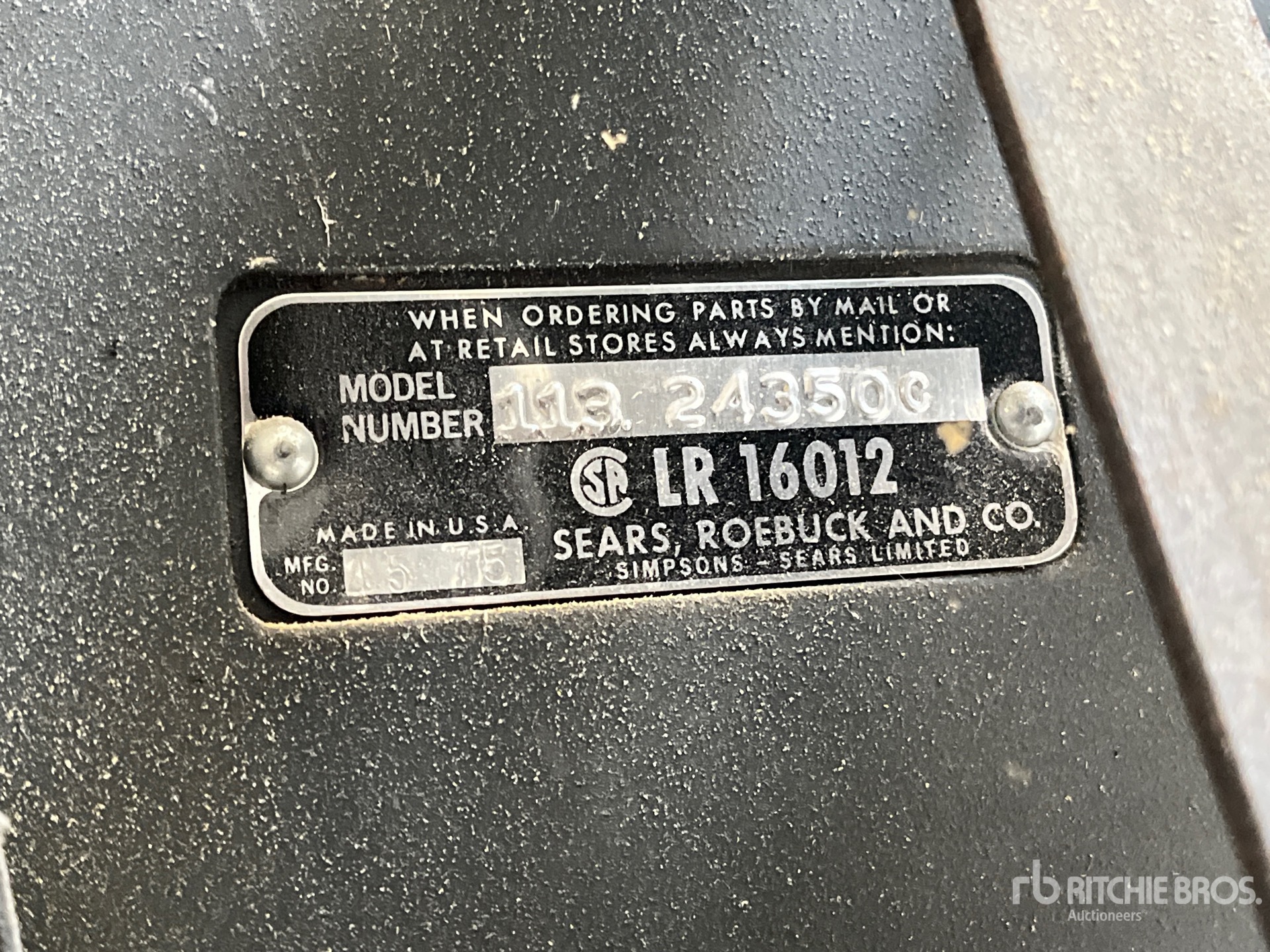 General Appearance with Serial Number / VIN