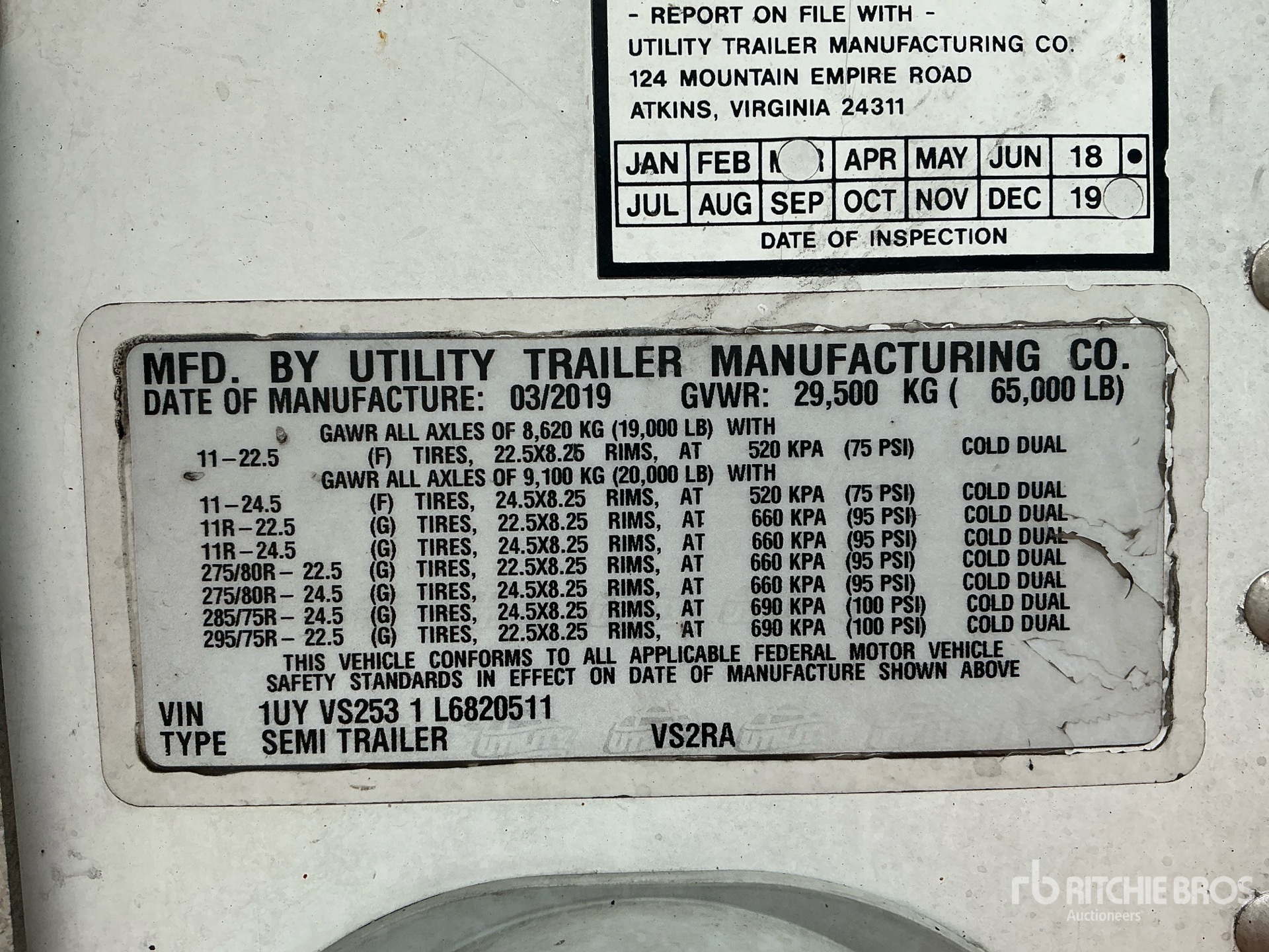 General Appearance with Serial Number / VIN