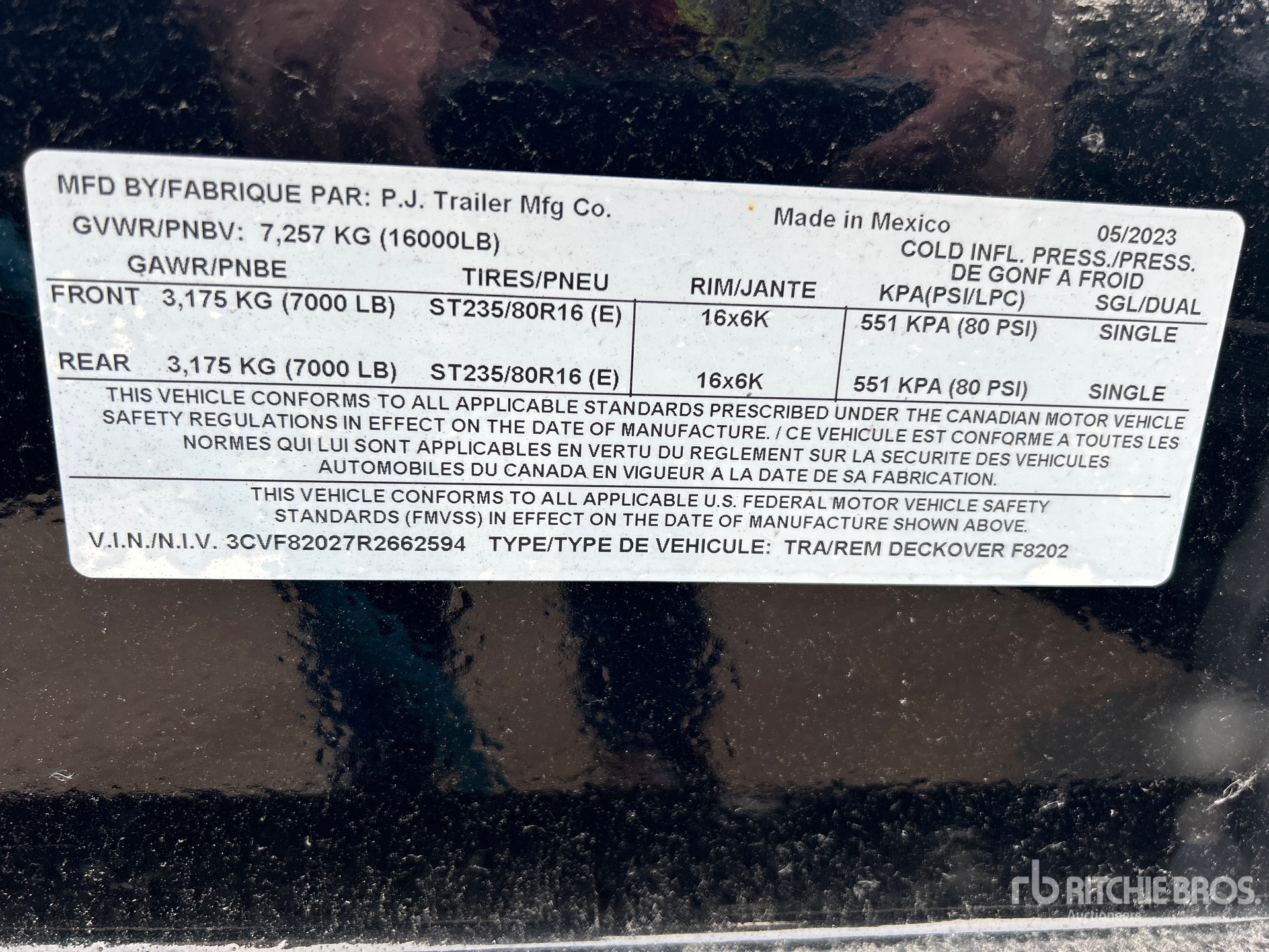 General Appearance with Serial Number / VIN