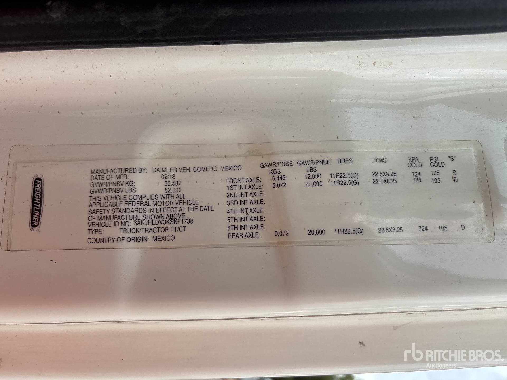 General Appearance with Serial Number / VIN