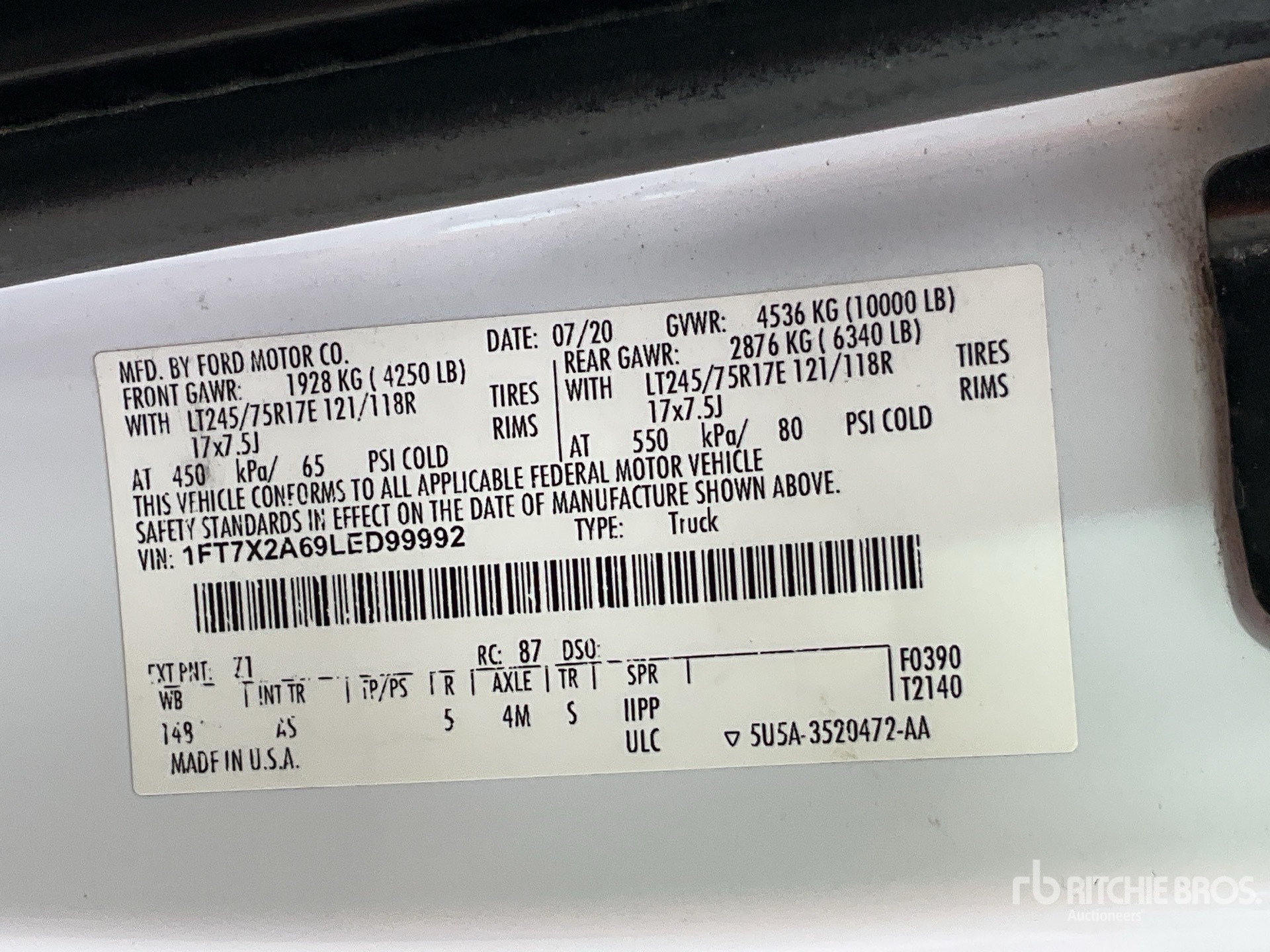 General Appearance with Serial Number / VIN