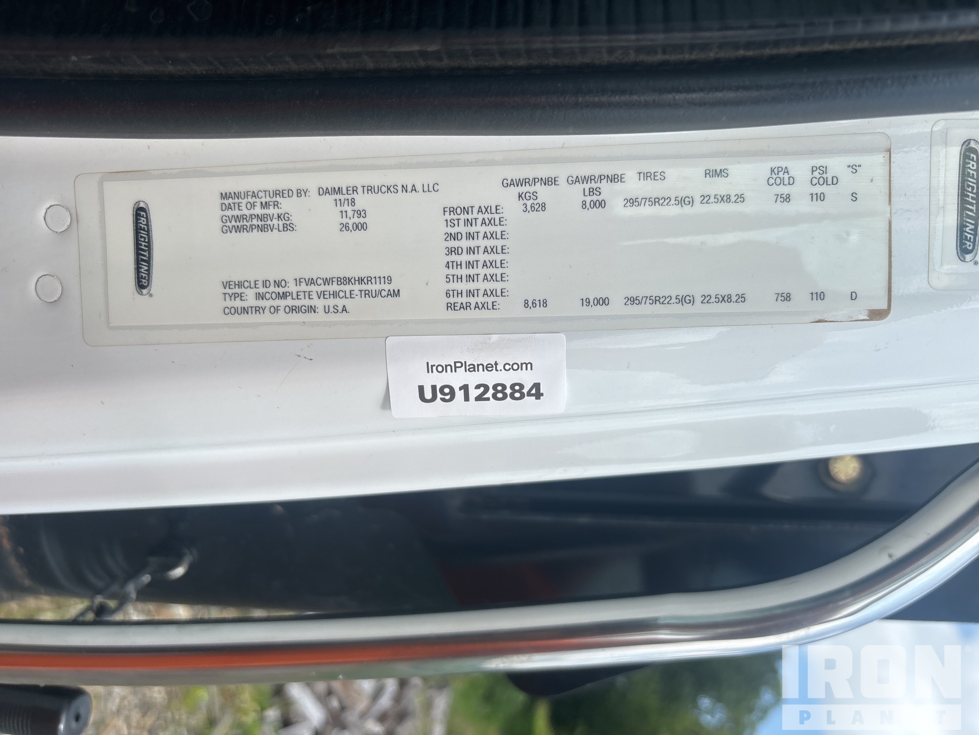 General Appearance with Serial Number / VIN