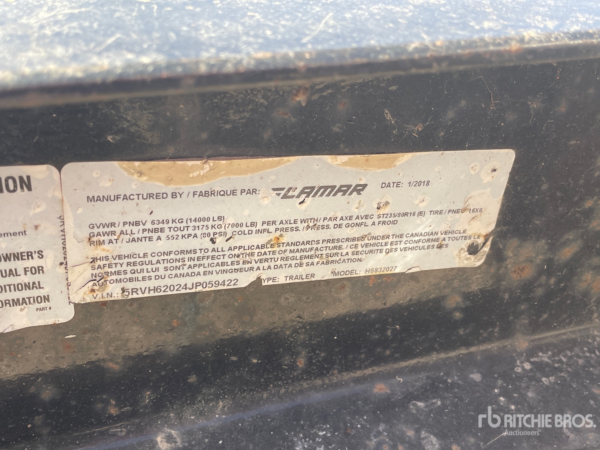 General Appearance with Serial Number / VIN