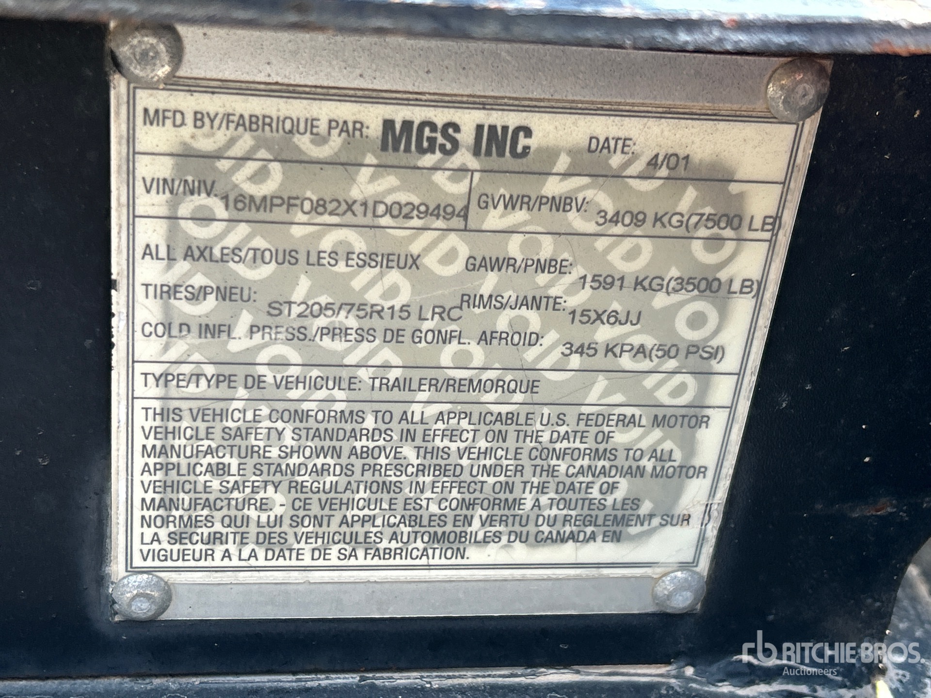 General Appearance with Serial Number / VIN