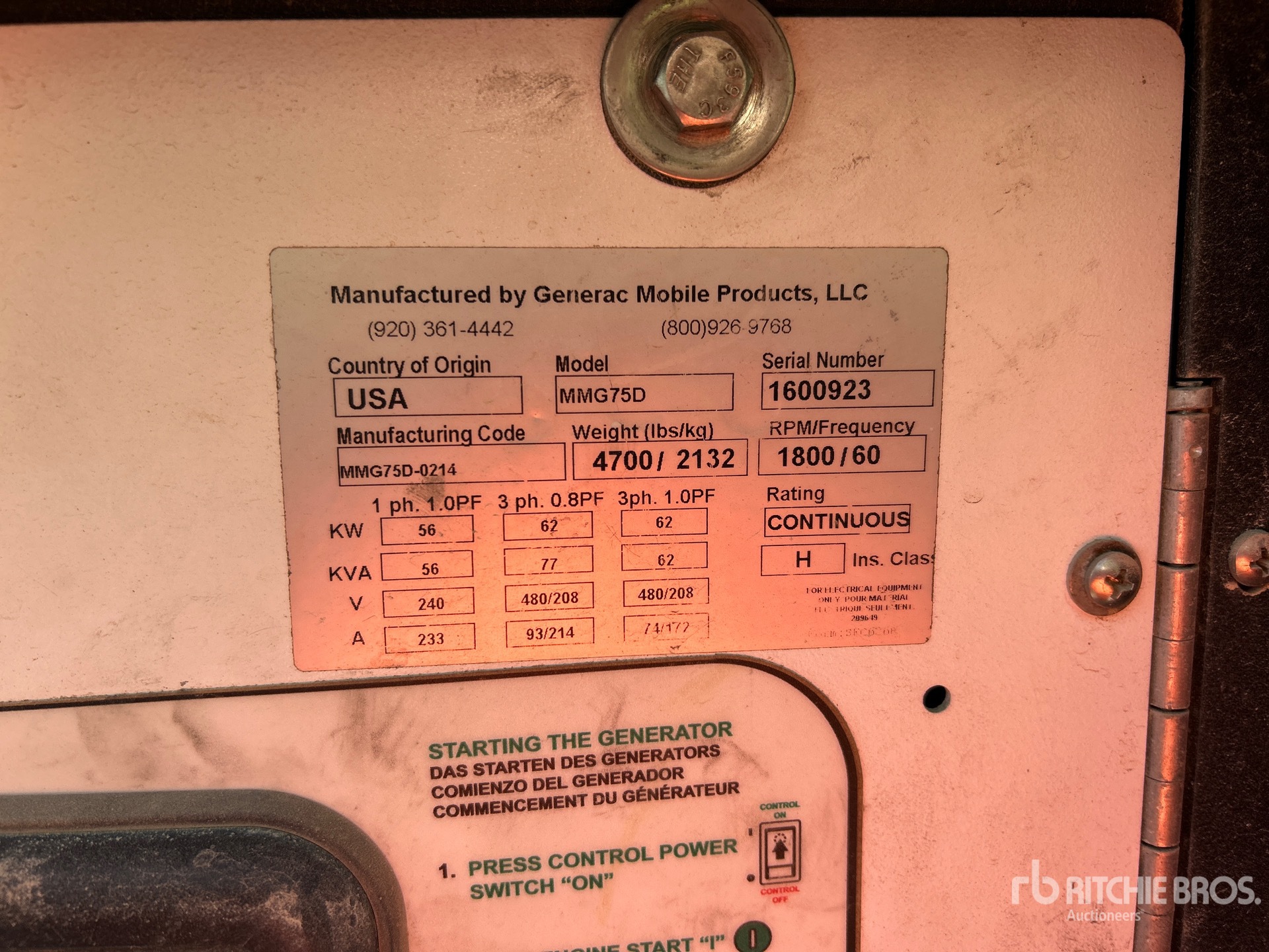General Appearance with Serial Number / VIN