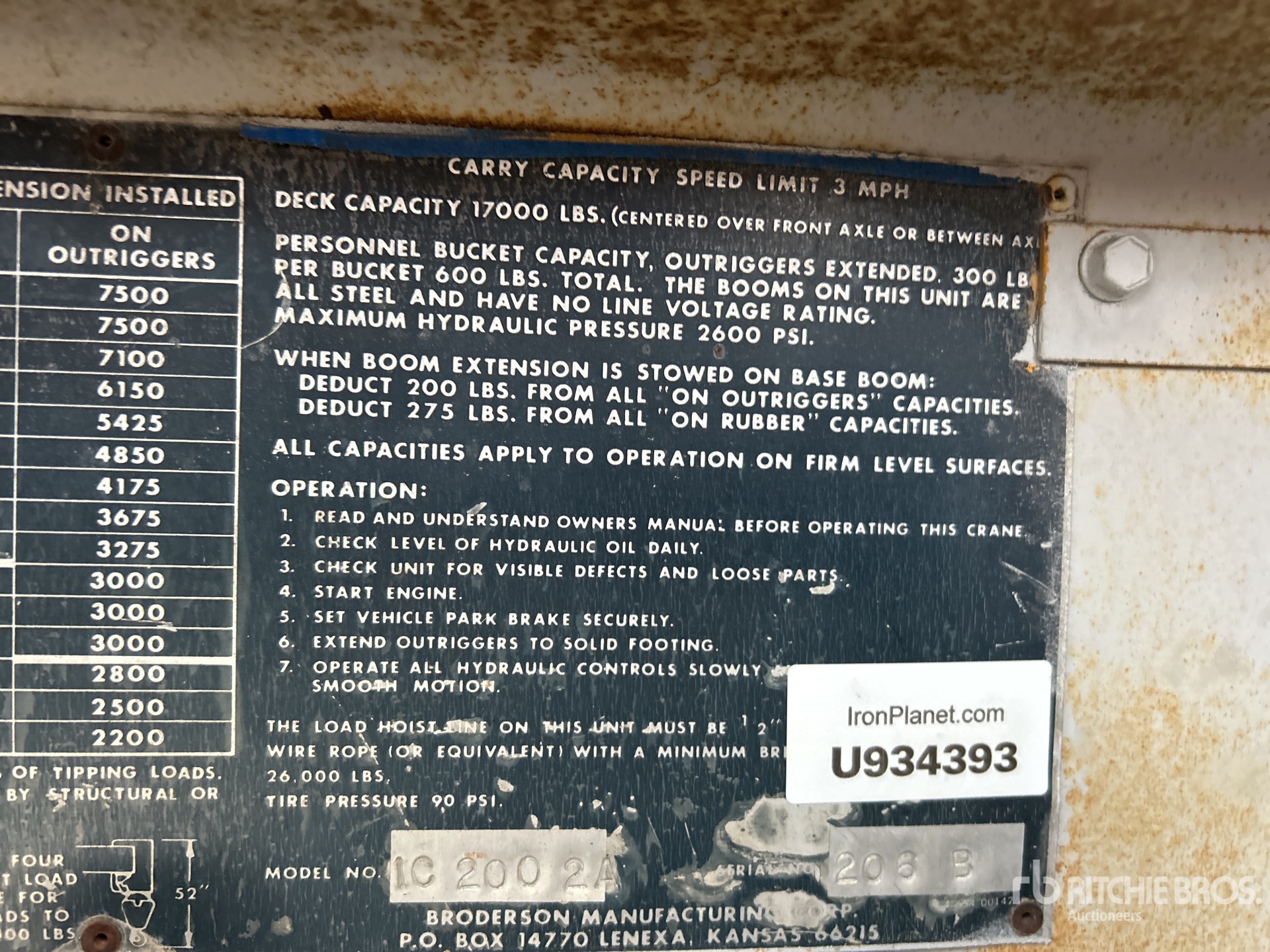 General Appearance with Serial Number / VIN