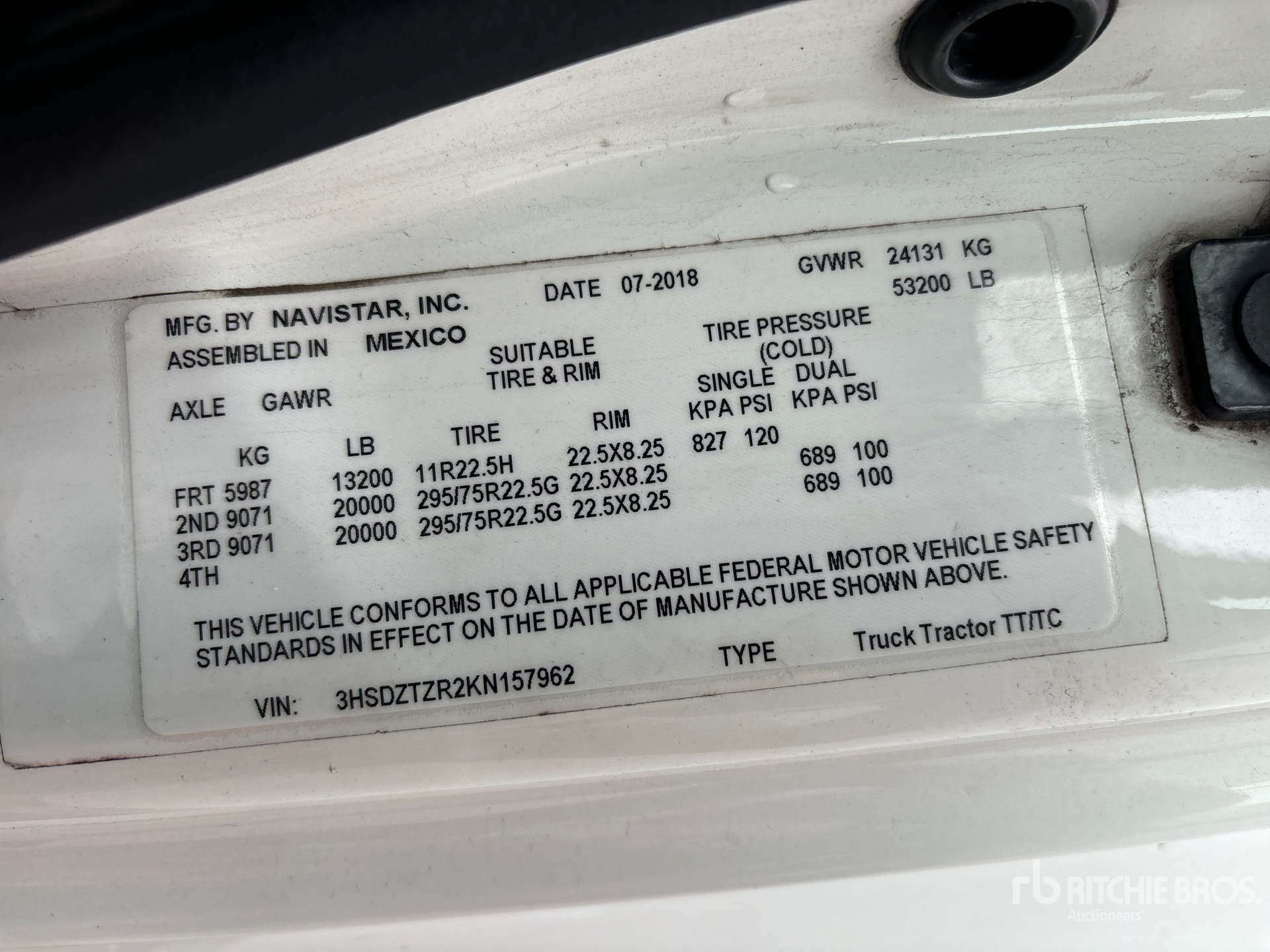 General Appearance with Serial Number / VIN