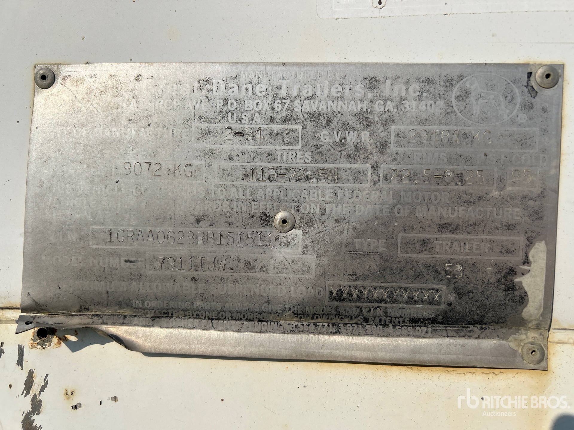 General Appearance with Serial Number / VIN