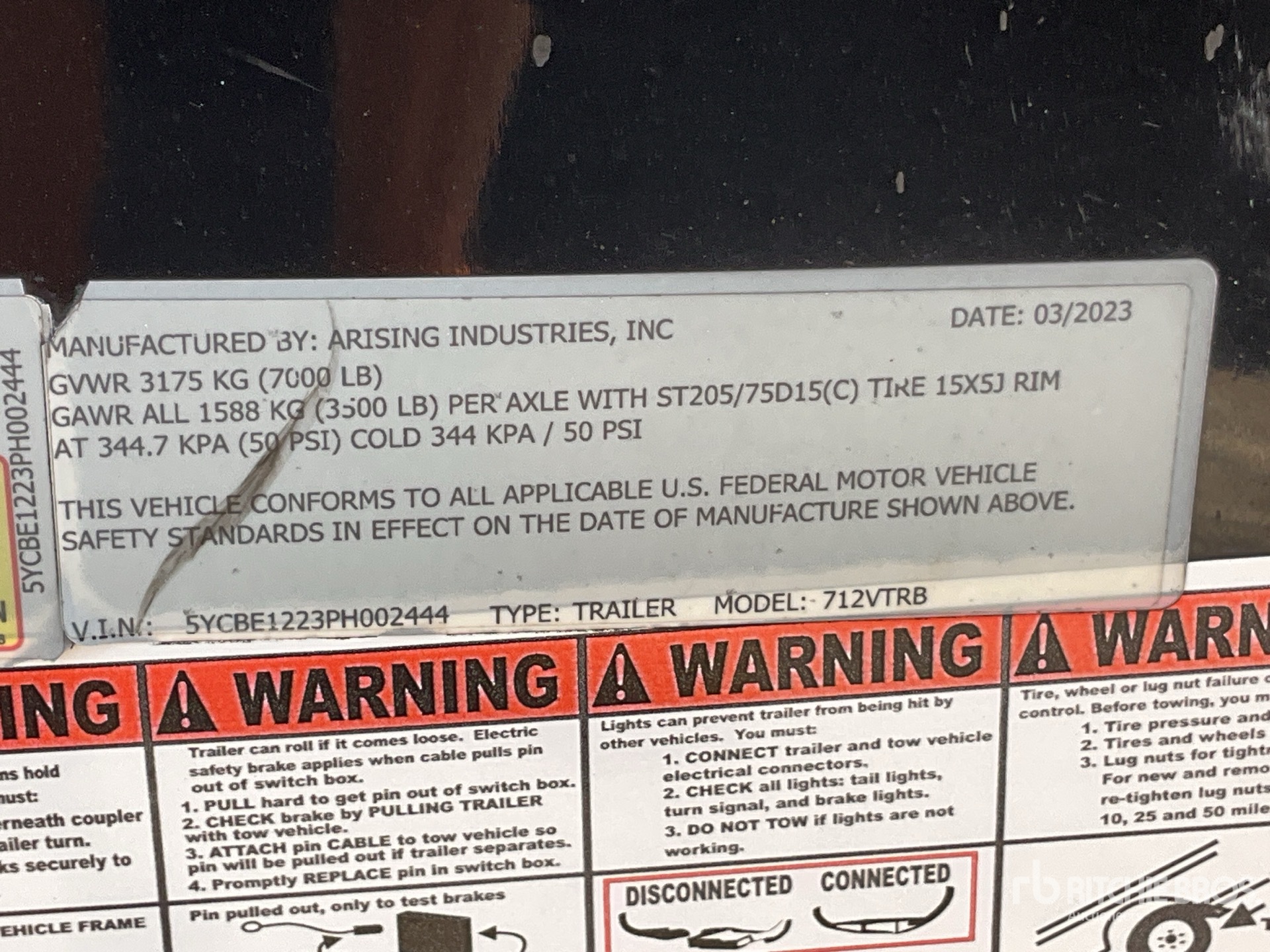 General Appearance with Serial Number / VIN
