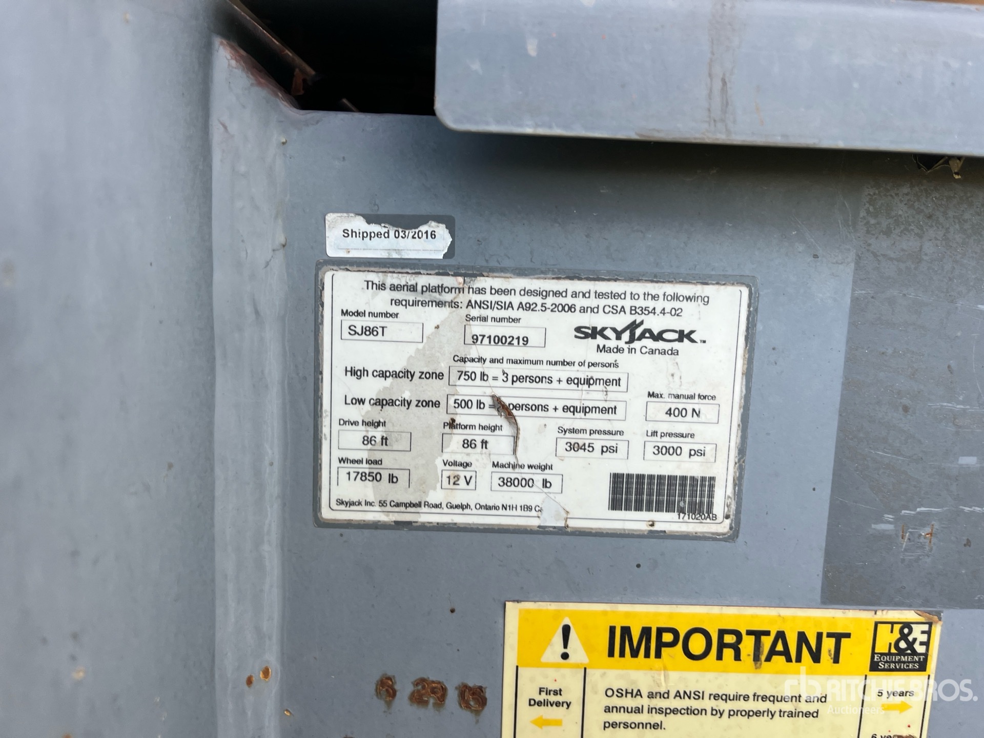 General Appearance with Serial Number / VIN