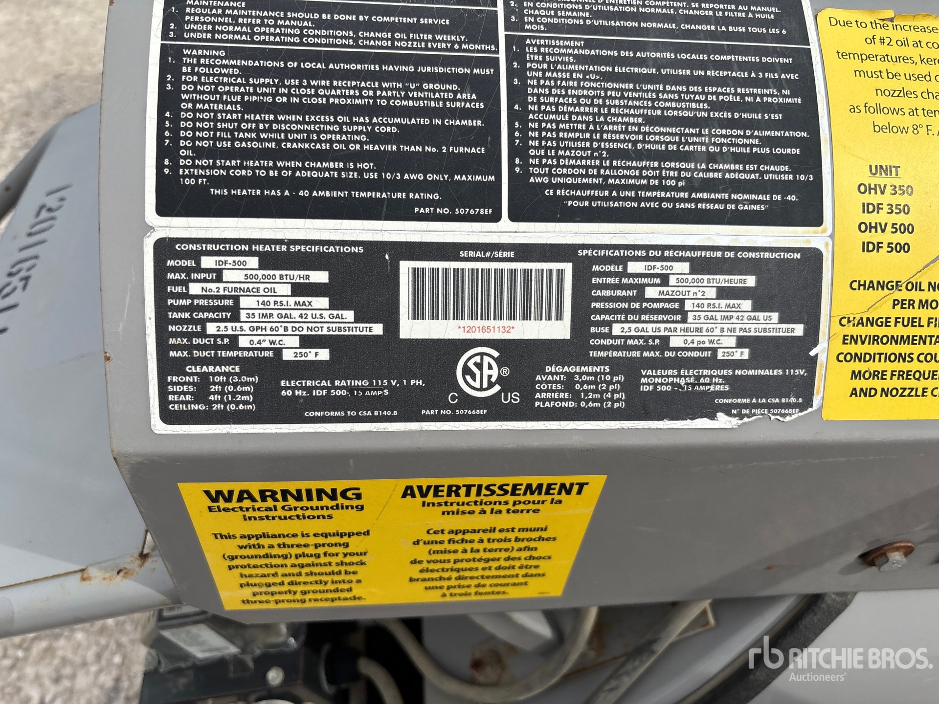 General Appearance with Serial Number / VIN