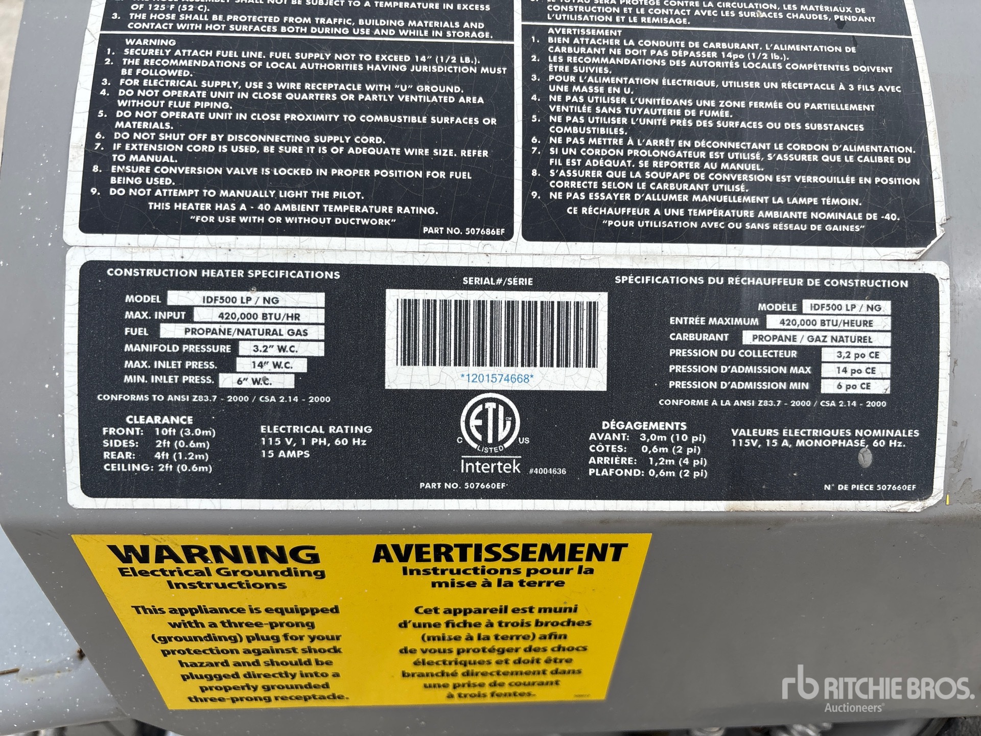 General Appearance with Serial Number / VIN