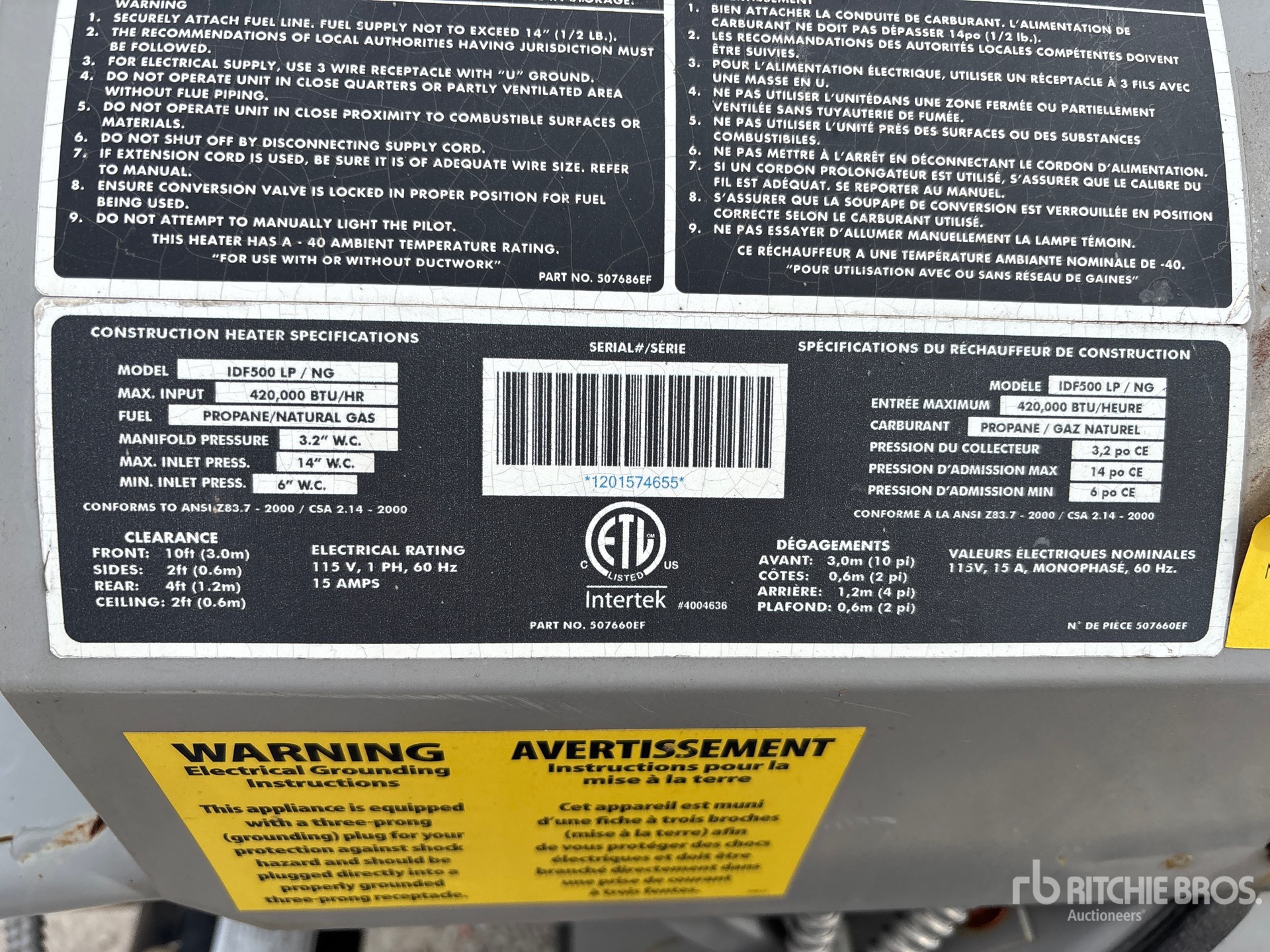 General Appearance with Serial Number / VIN