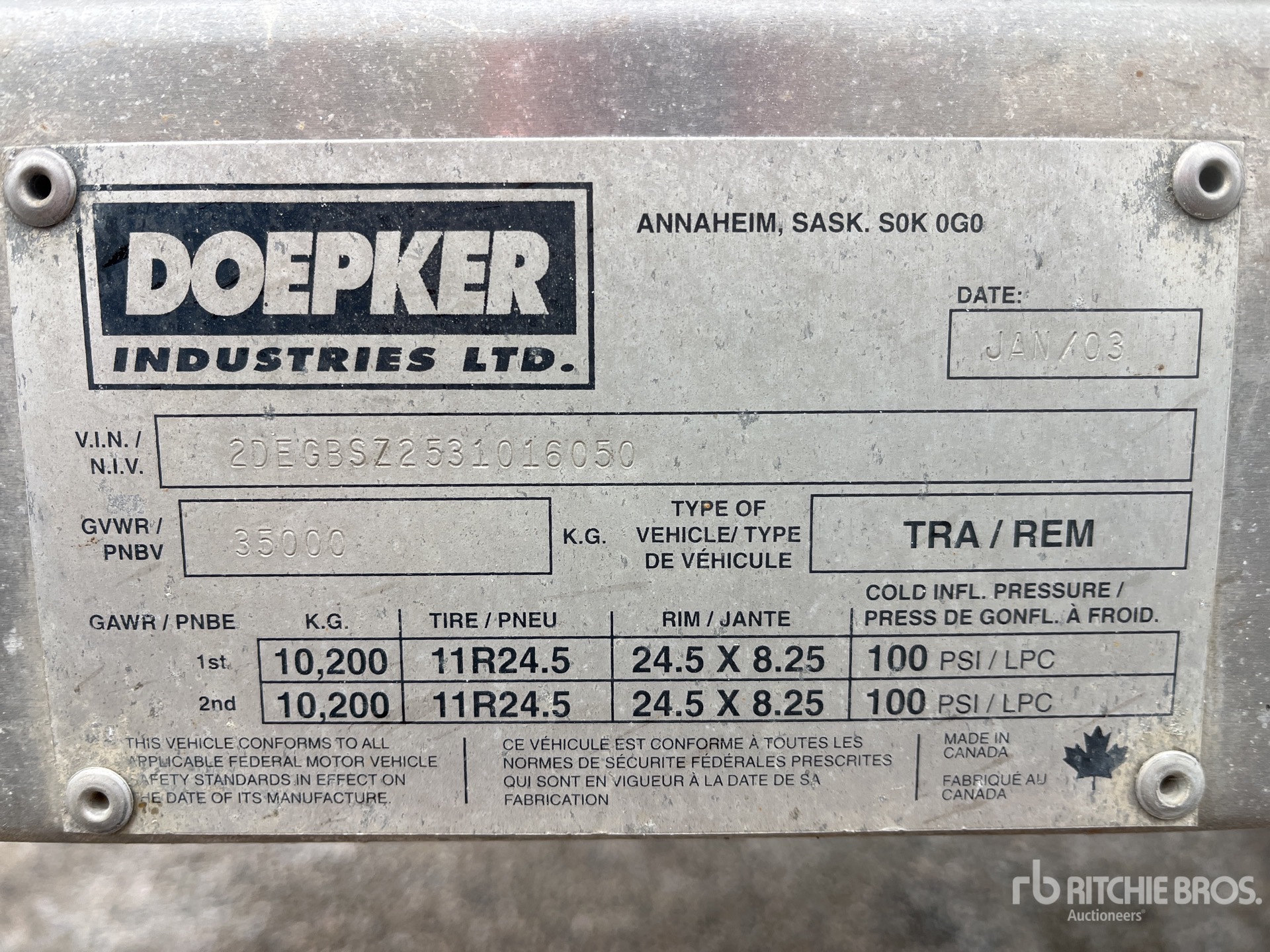 General Appearance with Serial Number / VIN