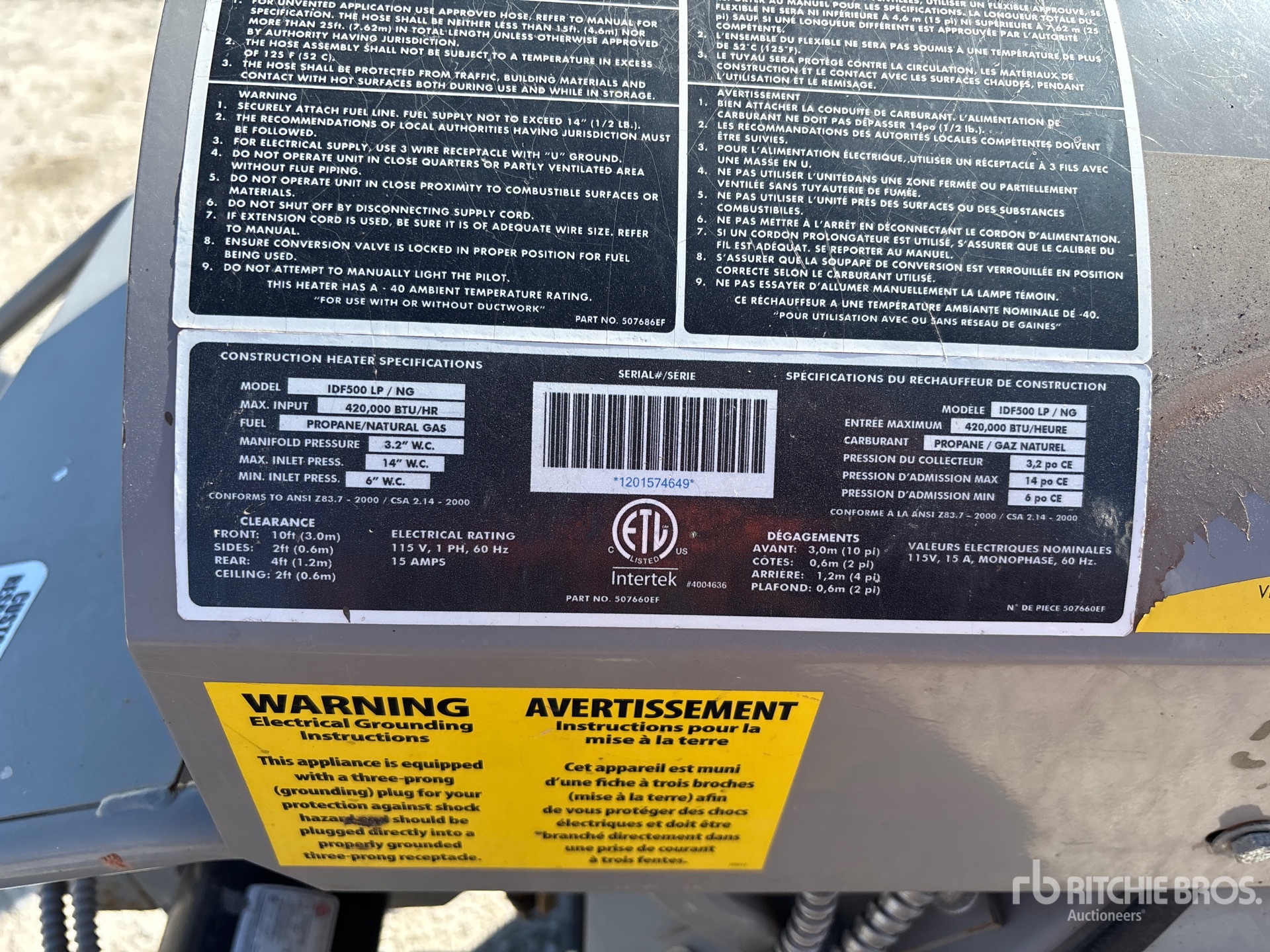 General Appearance with Serial Number / VIN