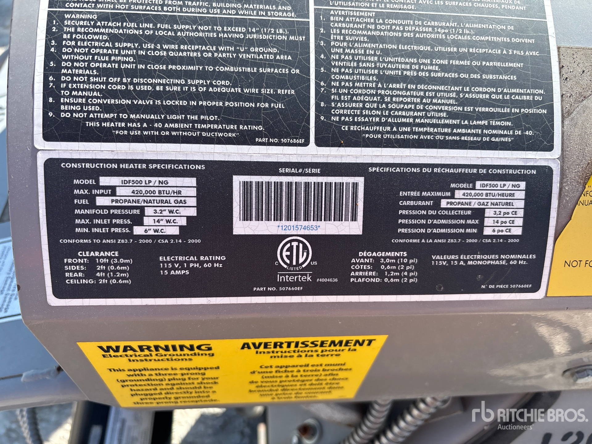General Appearance with Serial Number / VIN