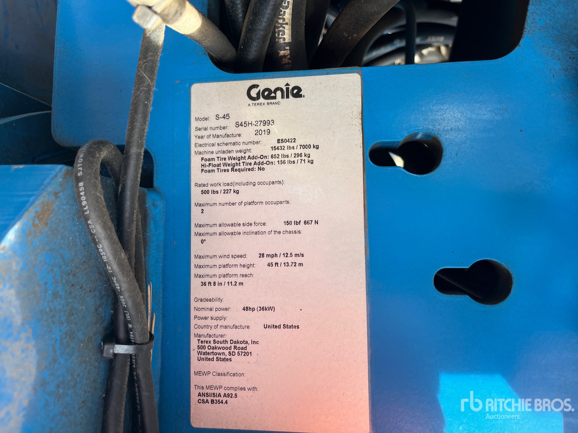 General Appearance with Serial Number / VIN