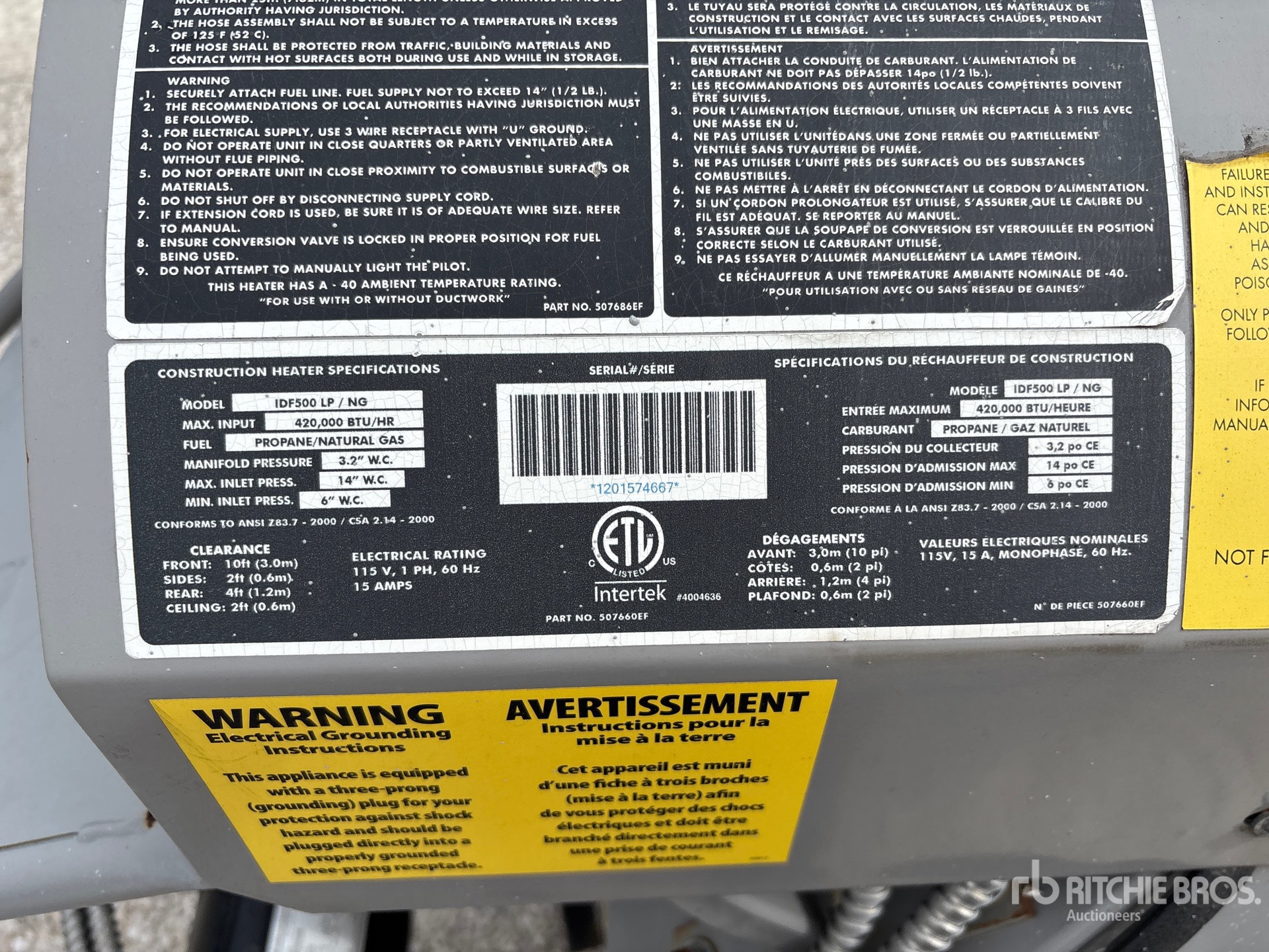 General Appearance with Serial Number / VIN