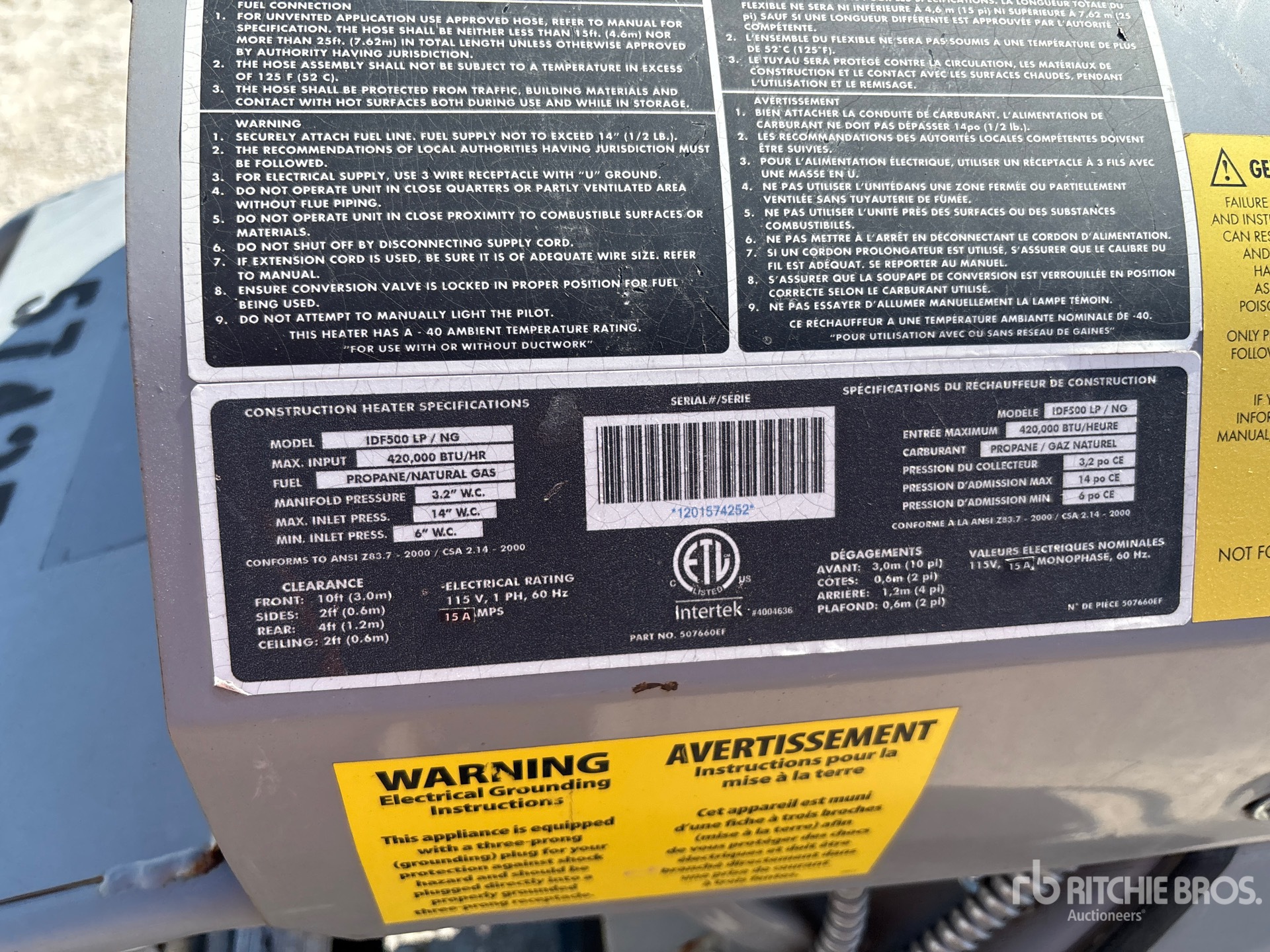 General Appearance with Serial Number / VIN