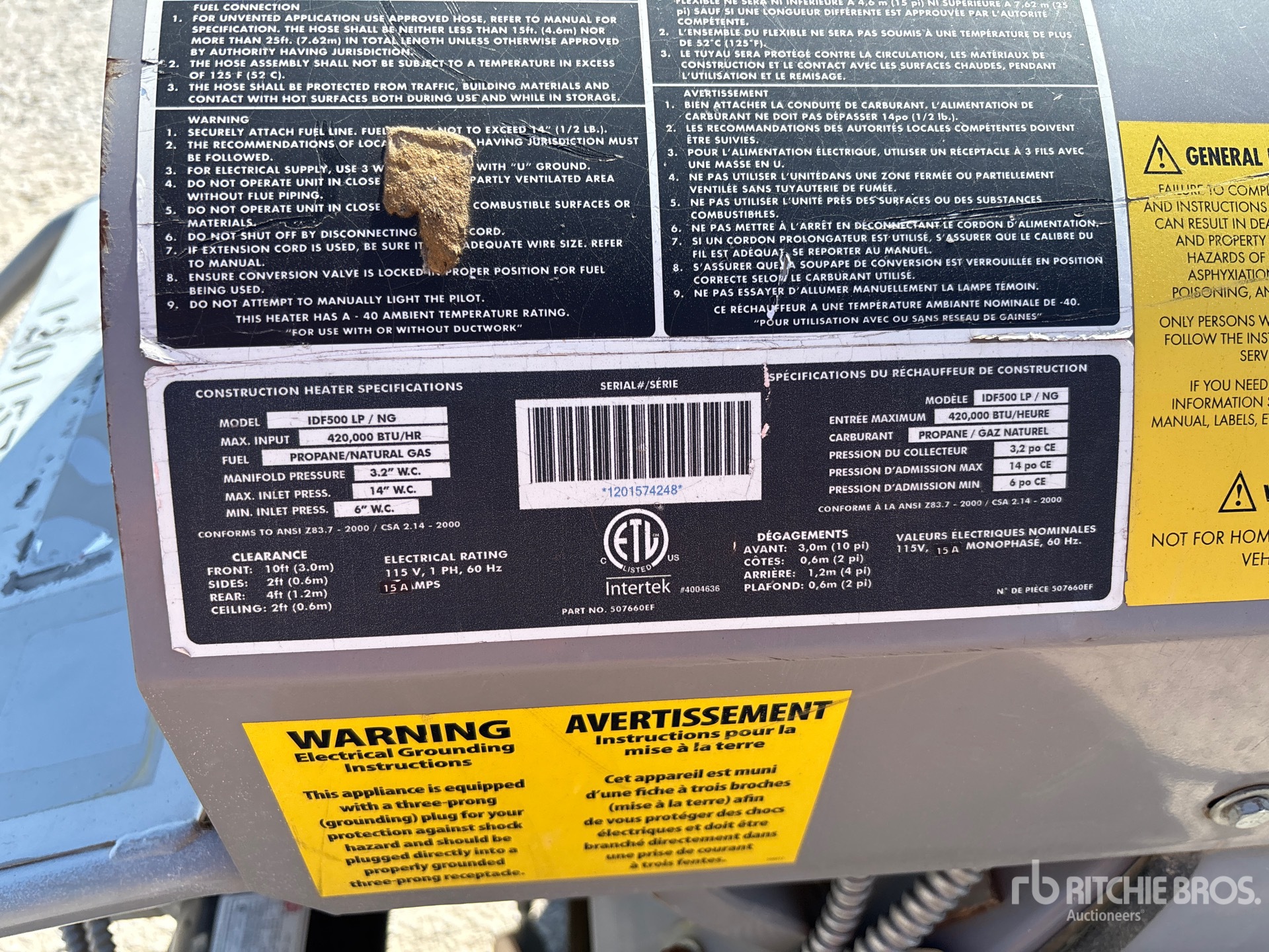 General Appearance with Serial Number / VIN