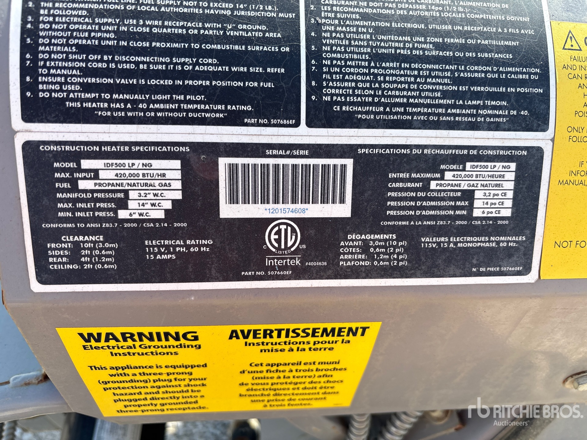 General Appearance with Serial Number / VIN