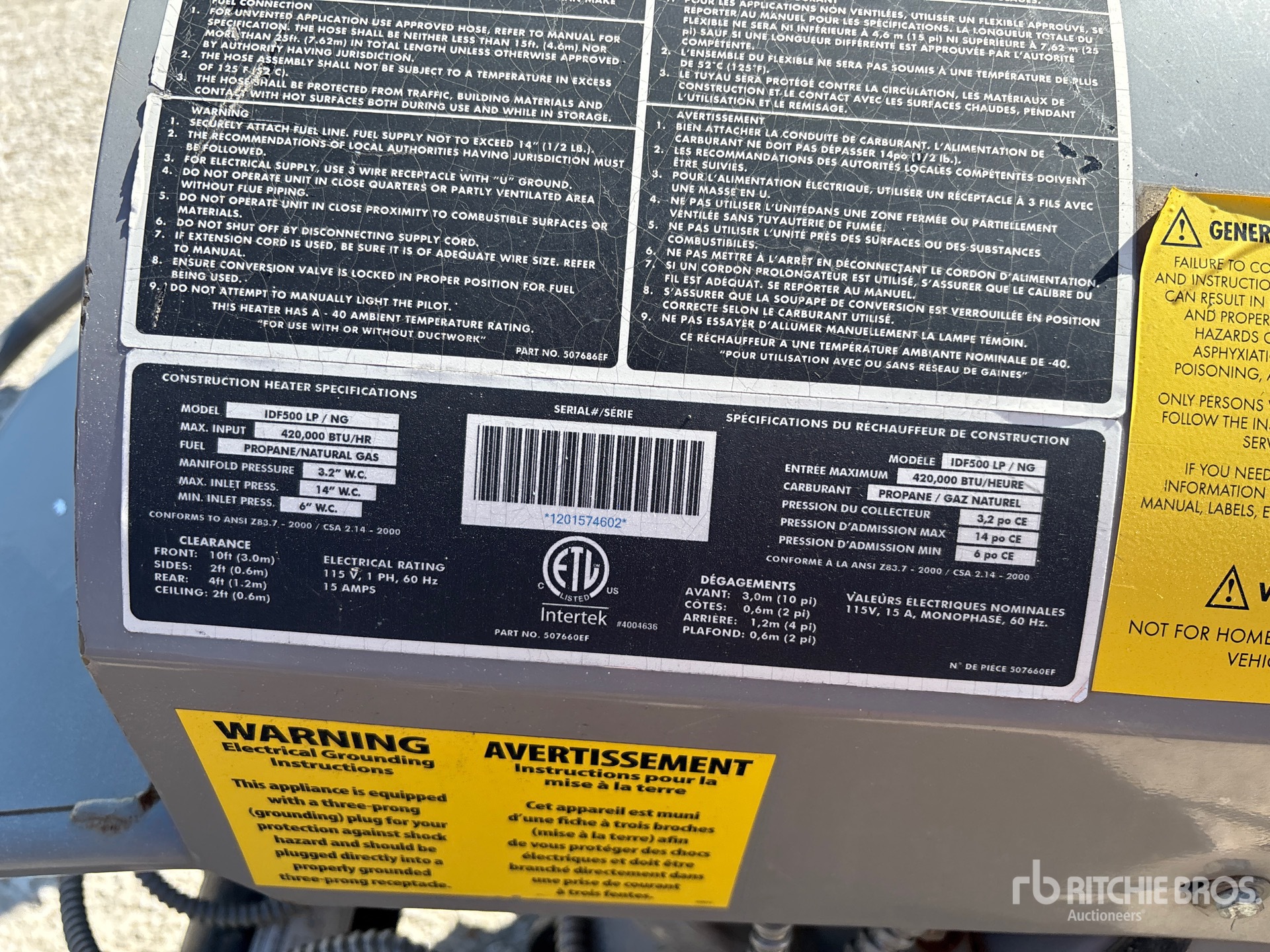 General Appearance with Serial Number / VIN