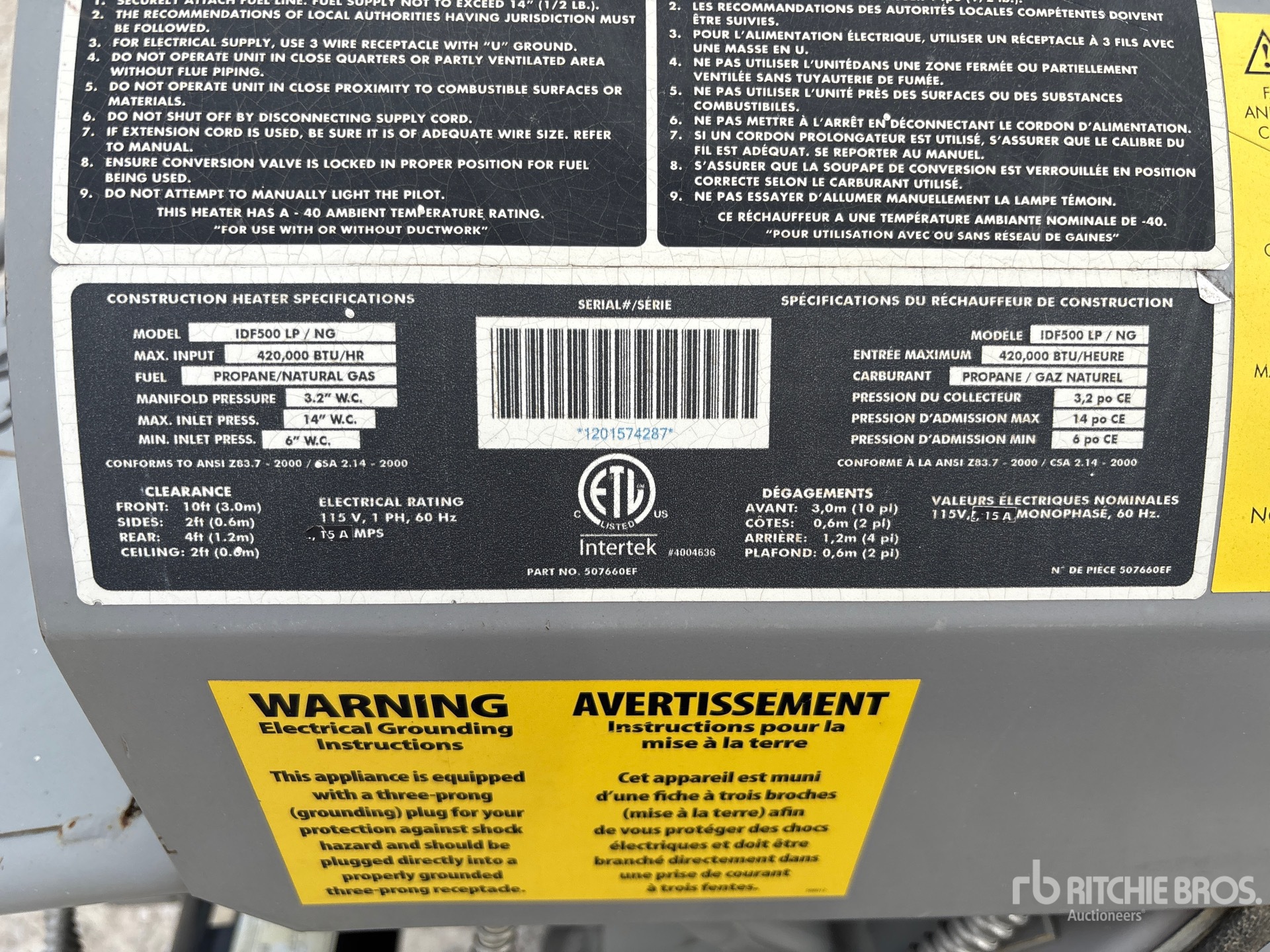 General Appearance with Serial Number / VIN
