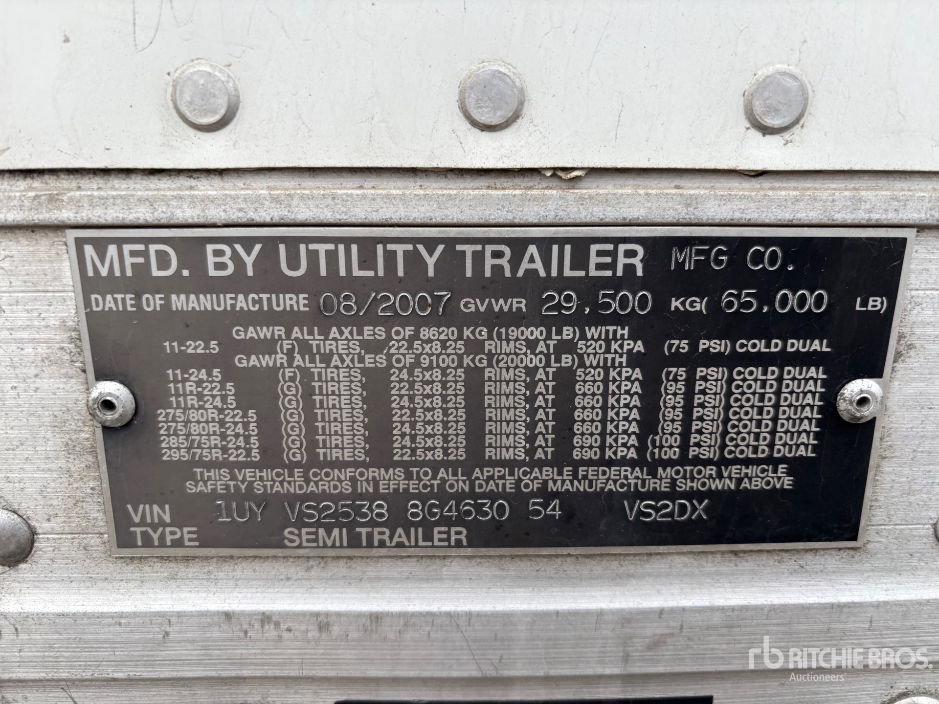 General Appearance with Serial Number / VIN