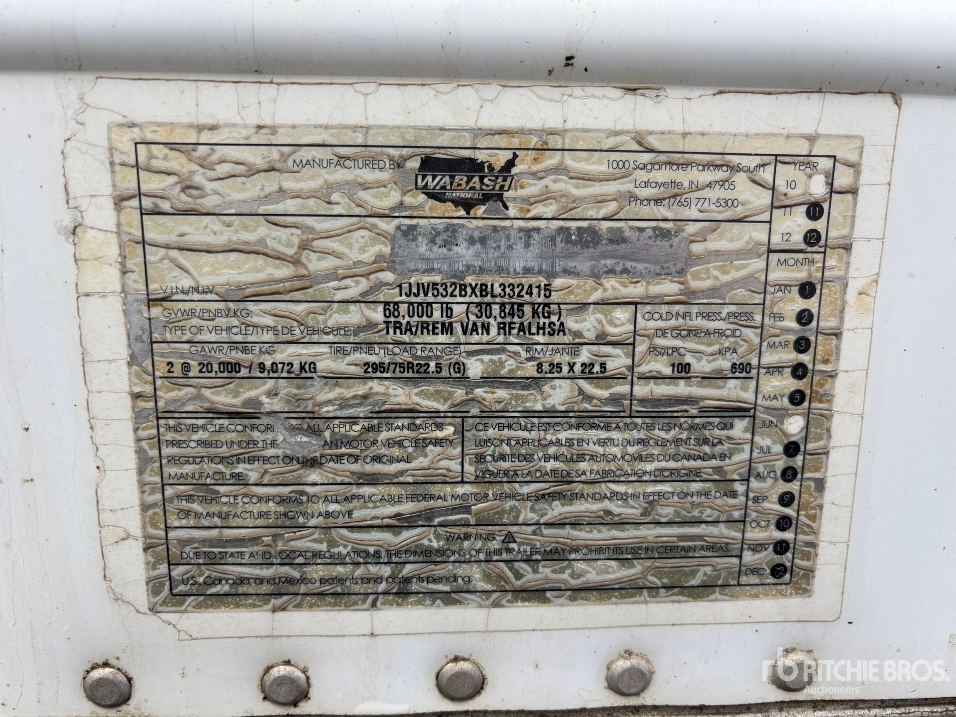 General Appearance with Serial Number / VIN