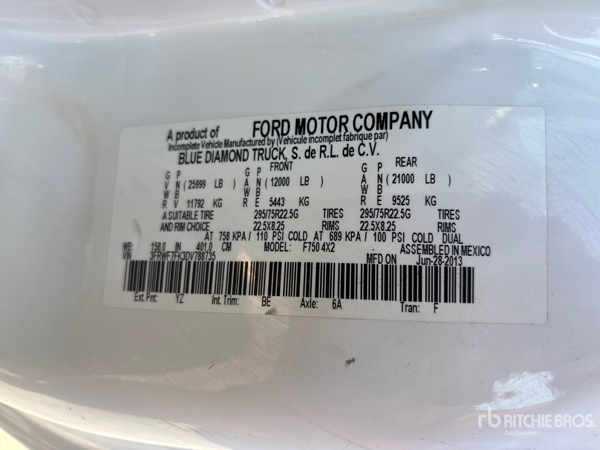 General Appearance with Serial Number / VIN