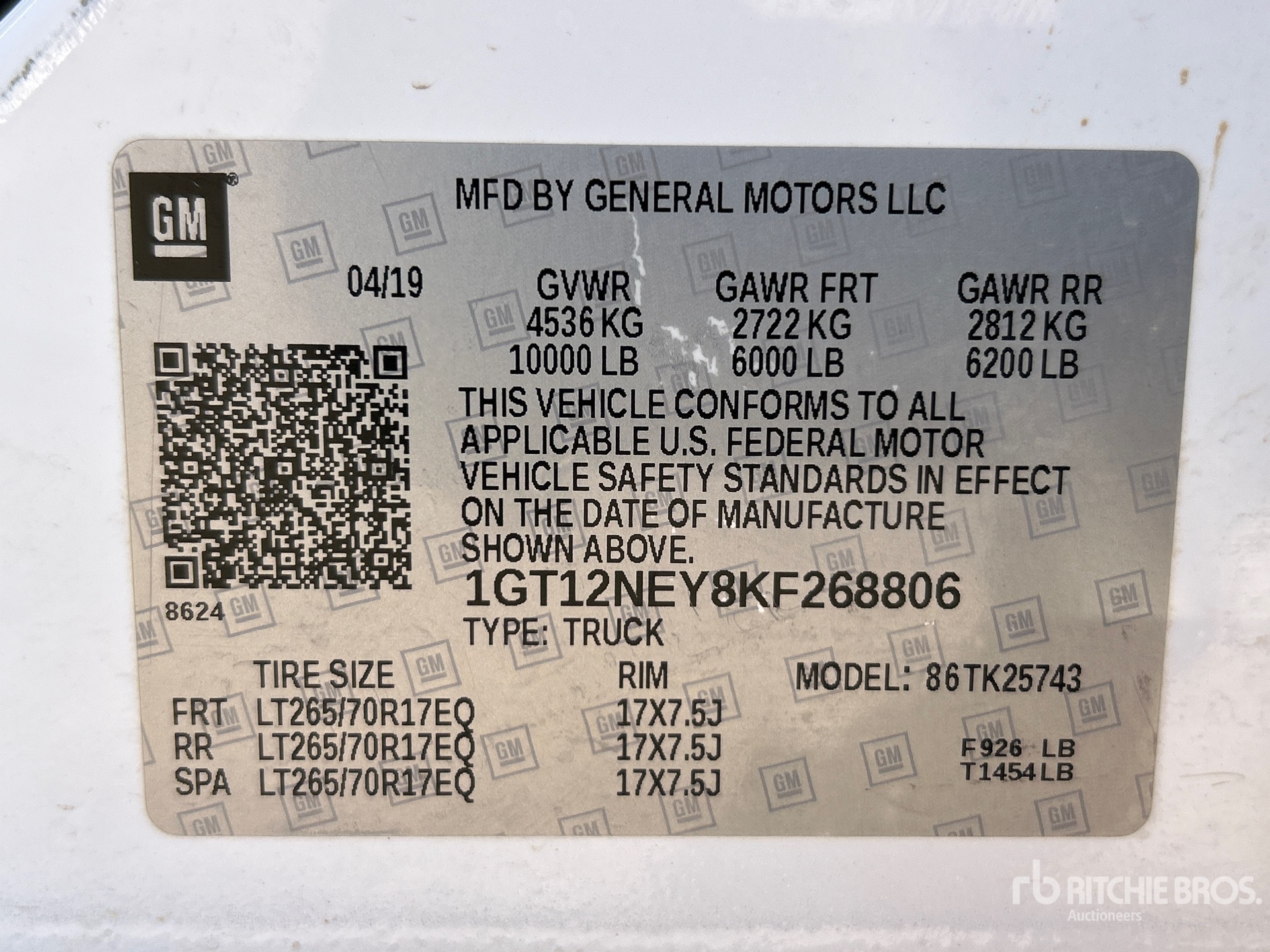 General Appearance with Serial Number / VIN