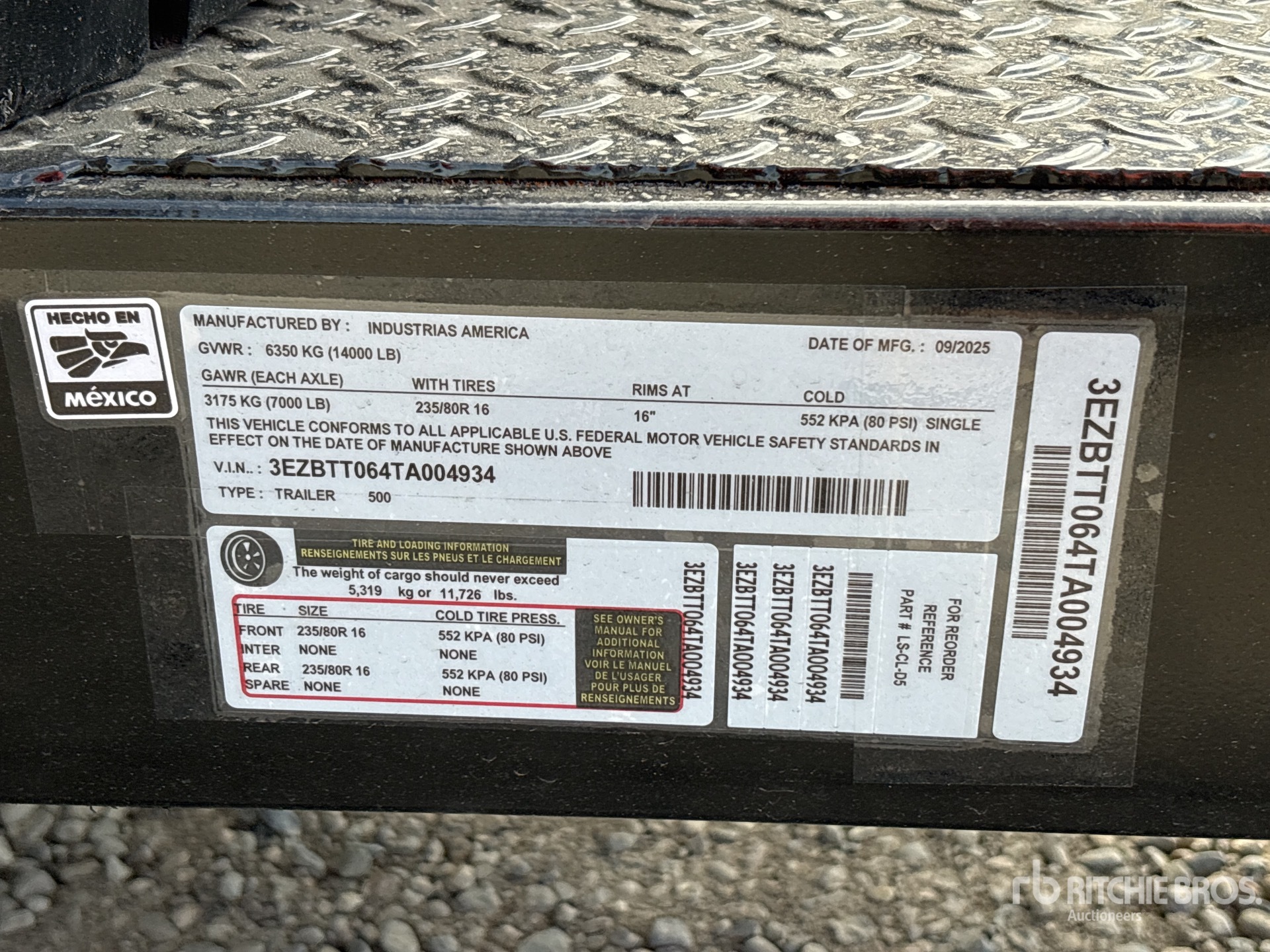 General Appearance with Serial Number / VIN