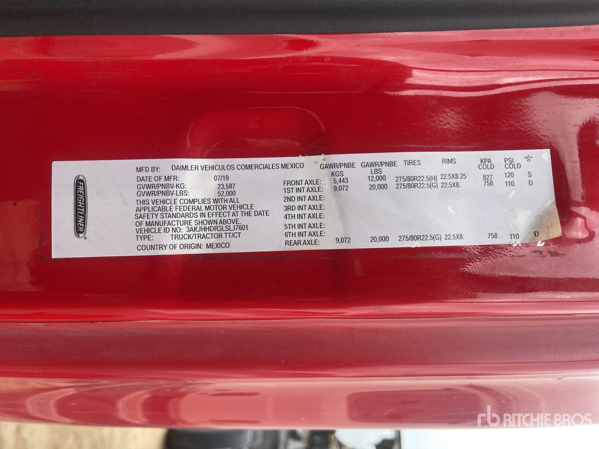 General Appearance with Serial Number / VIN