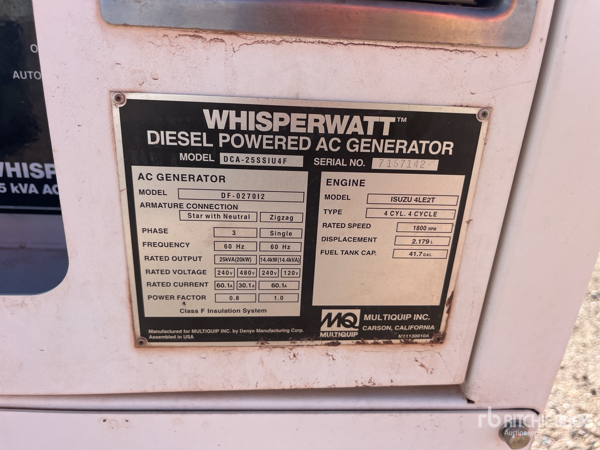 General Appearance with Serial Number / VIN