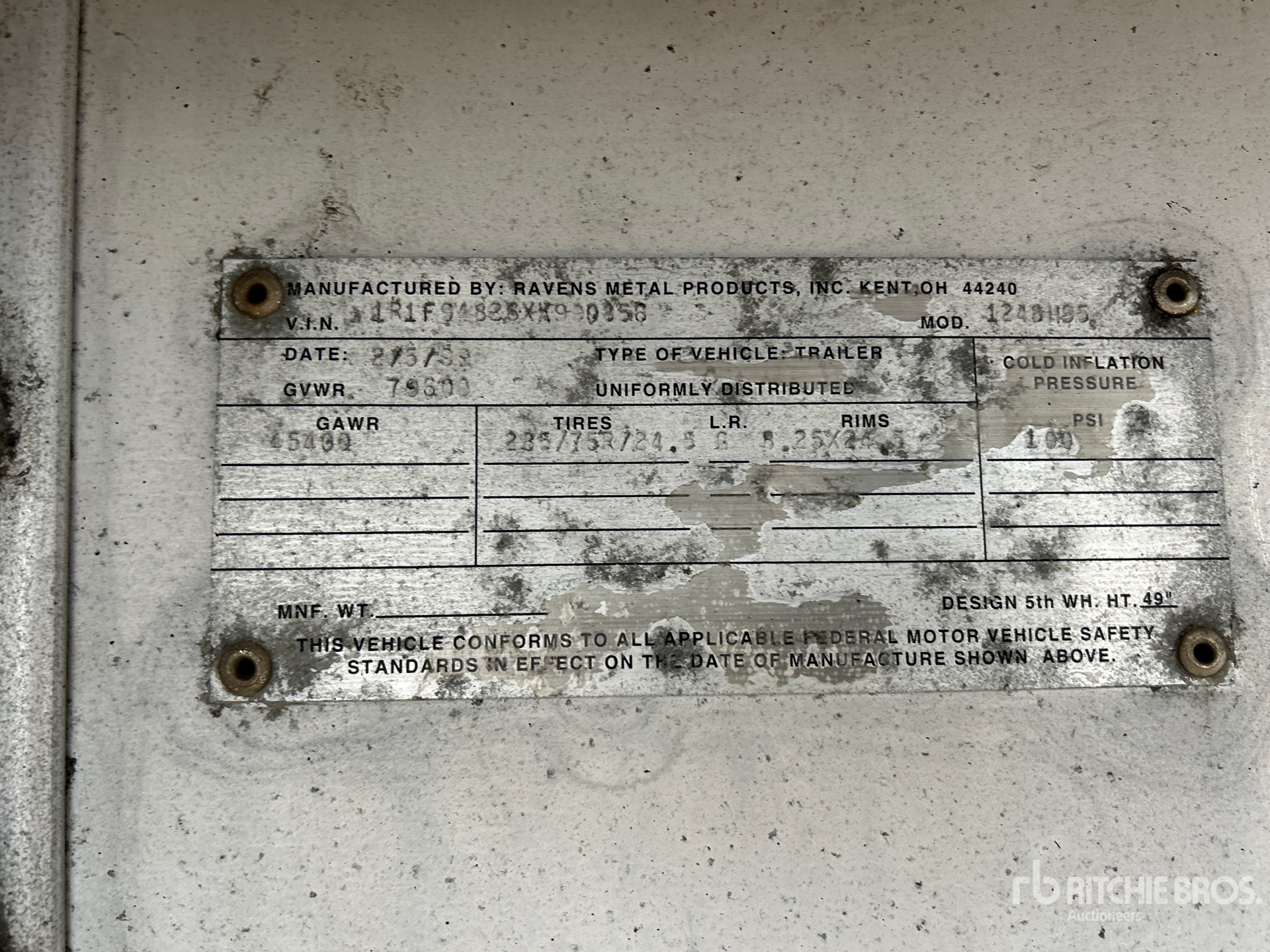 General Appearance with Serial Number / VIN