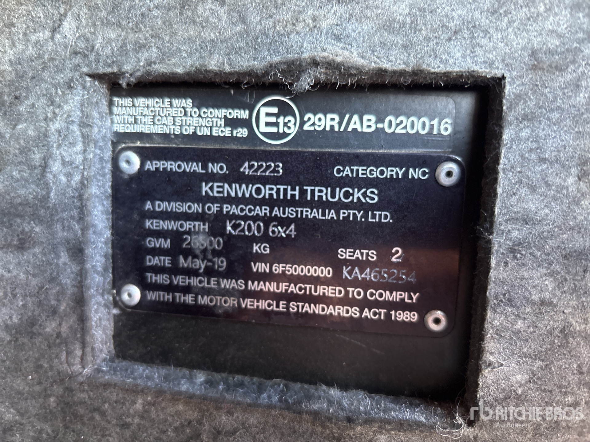 General Appearance with Serial Number / VIN