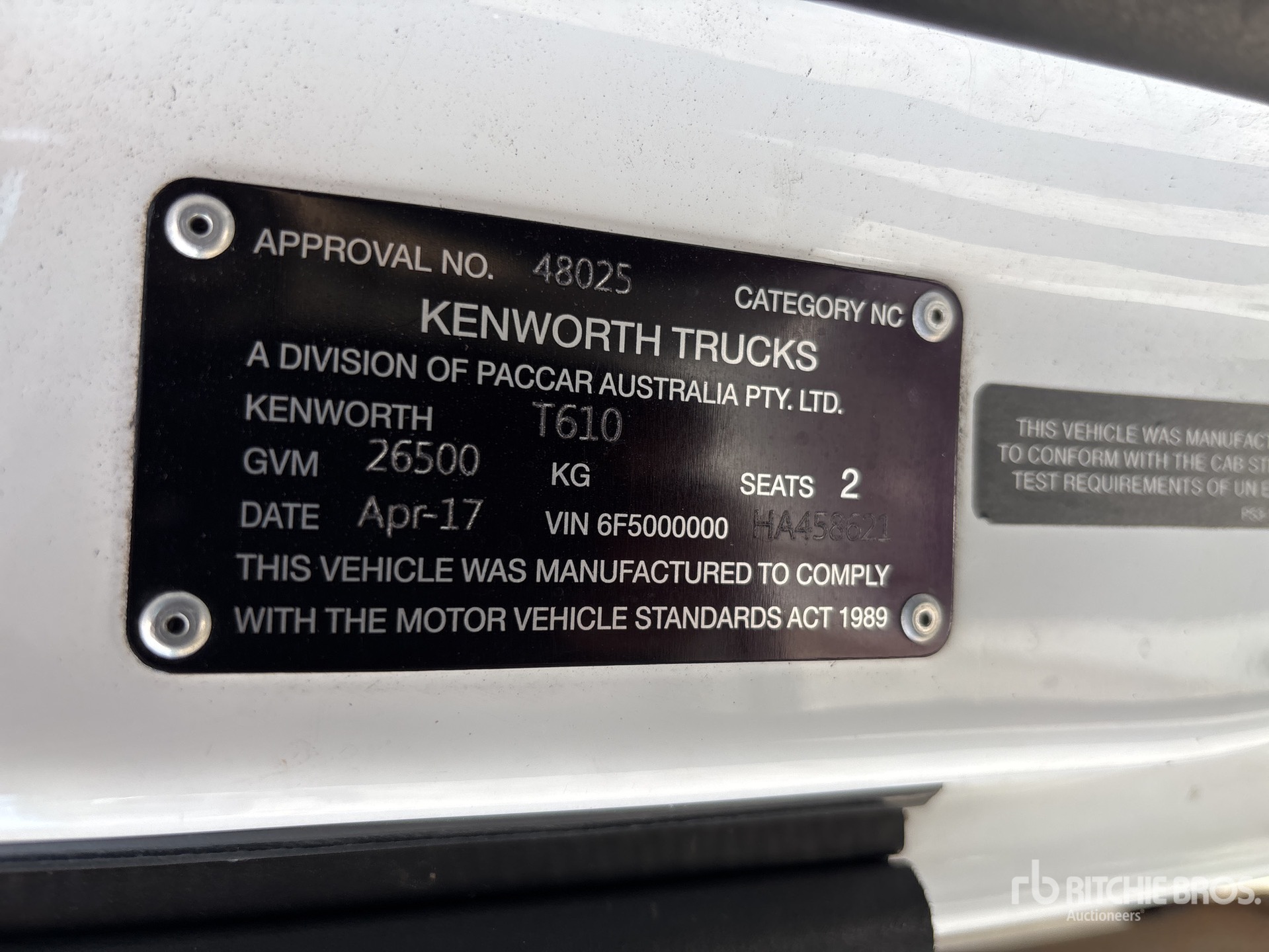 General Appearance with Serial Number / VIN