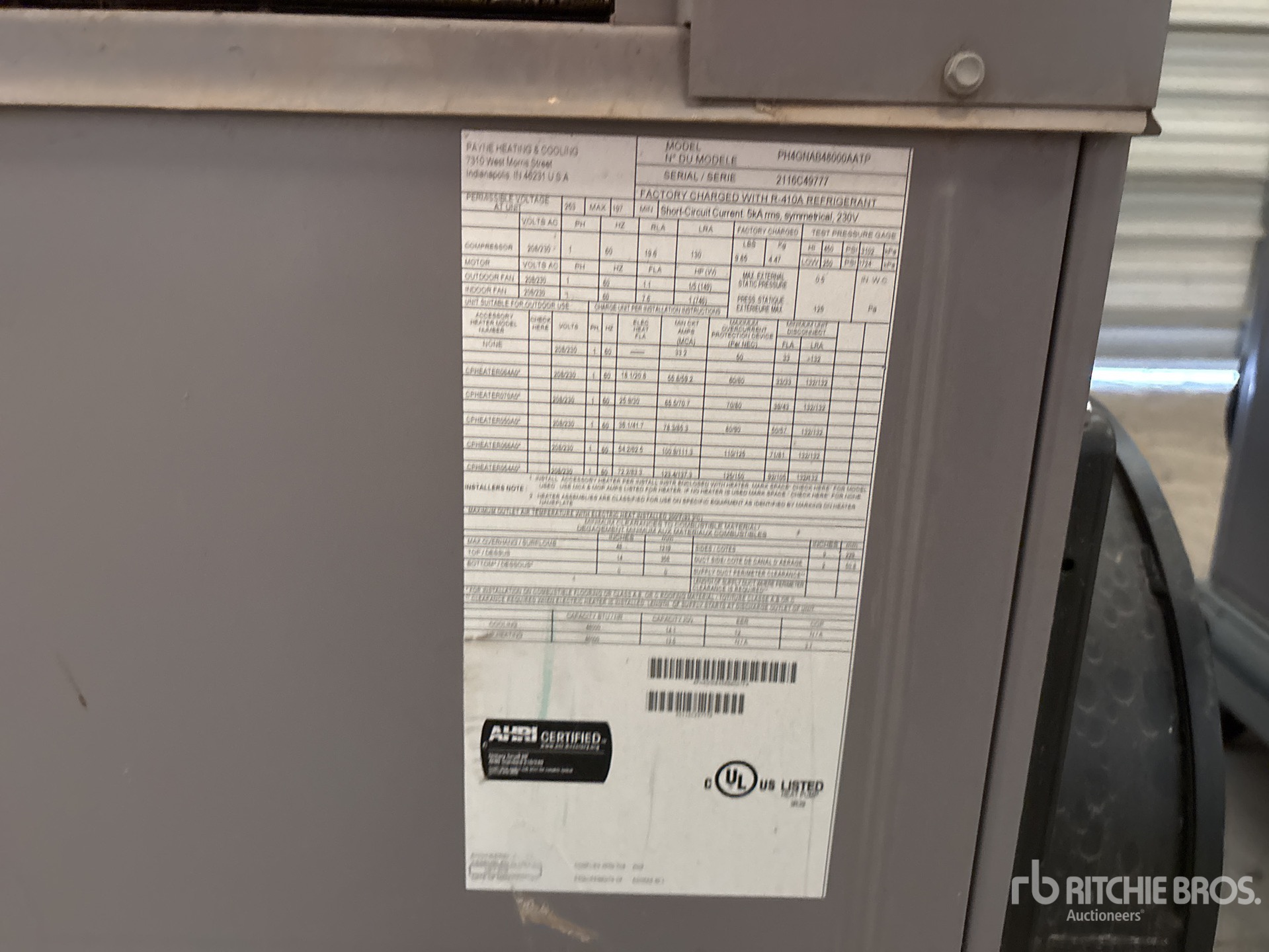 General Appearance with Serial Number / VIN
