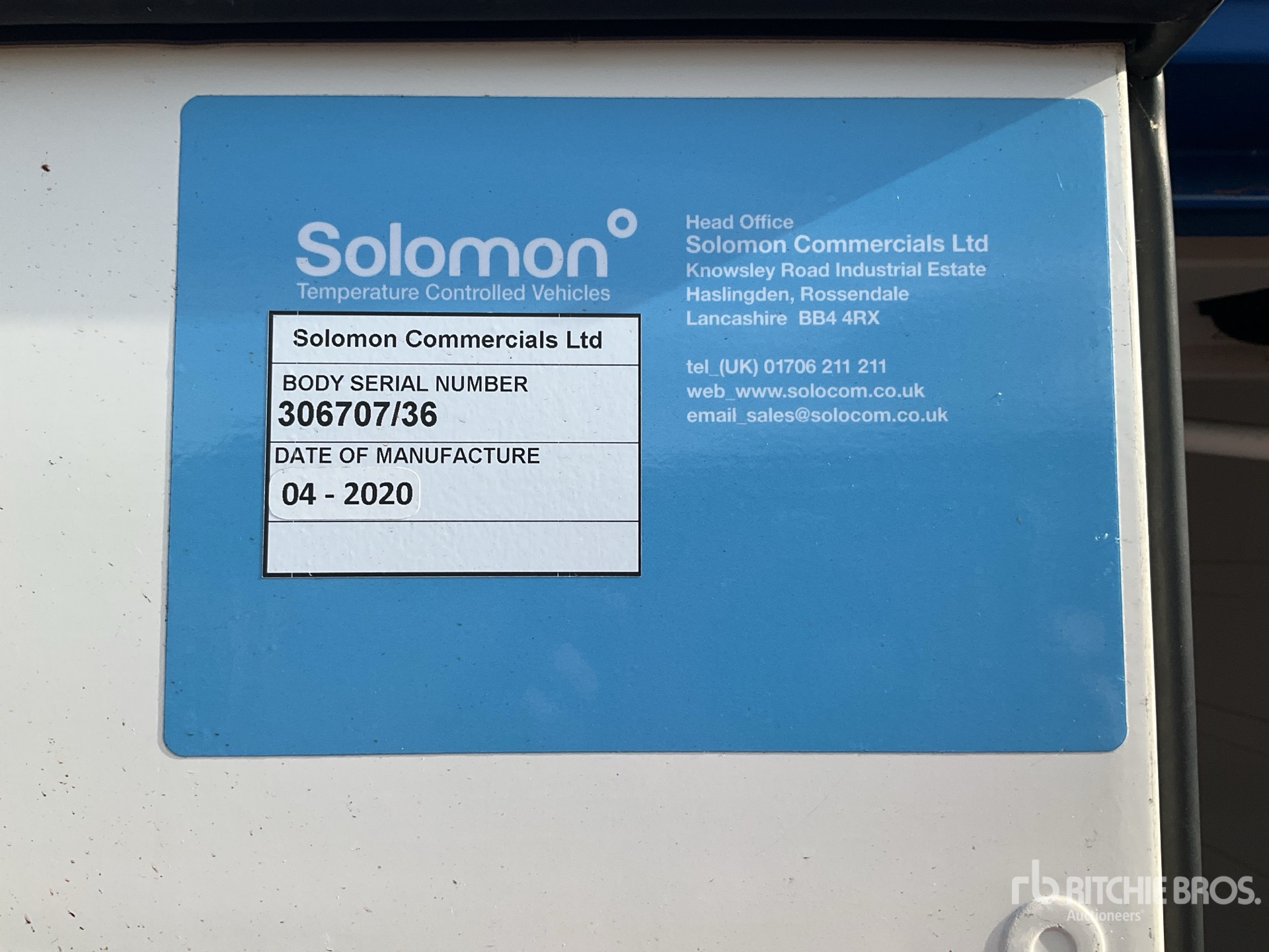 General Appearance with Serial Number / VIN