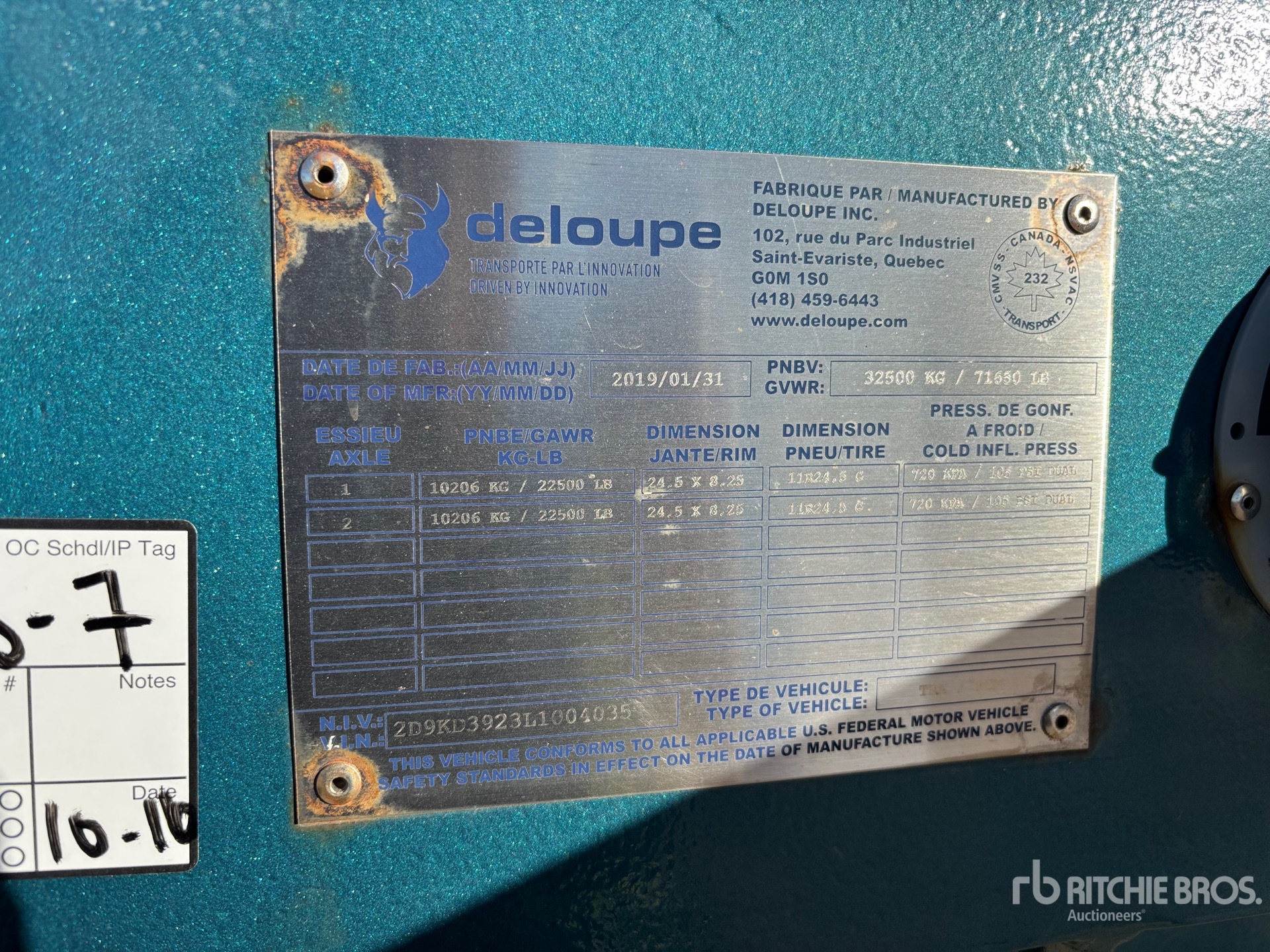 General Appearance with Serial Number / VIN