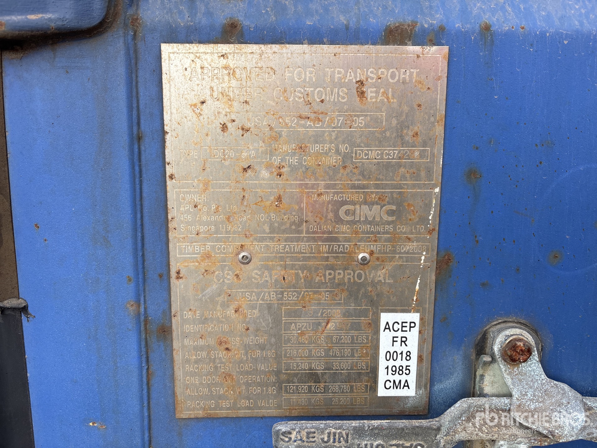 General Appearance with Serial Number / VIN