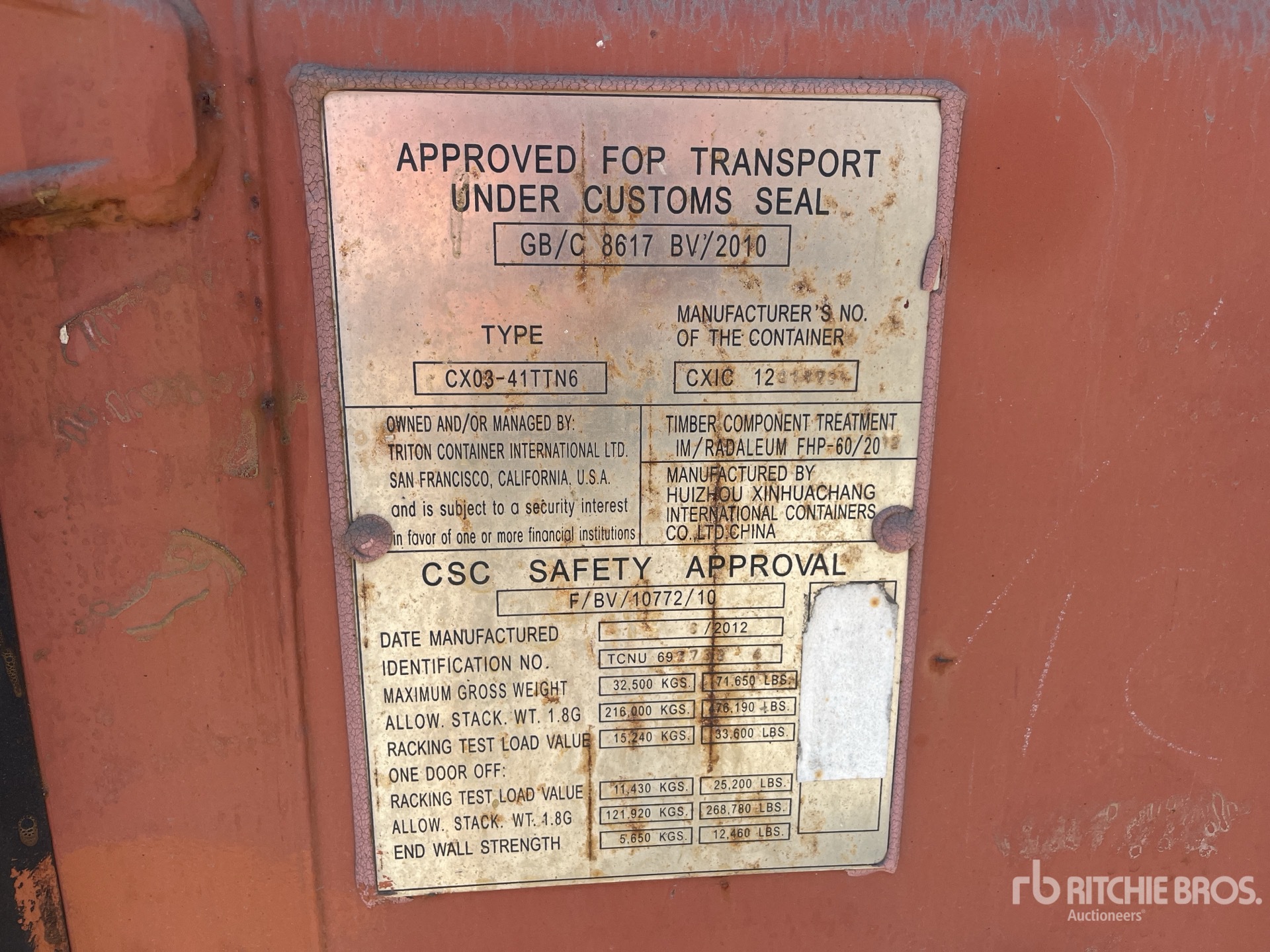 General Appearance with Serial Number / VIN
