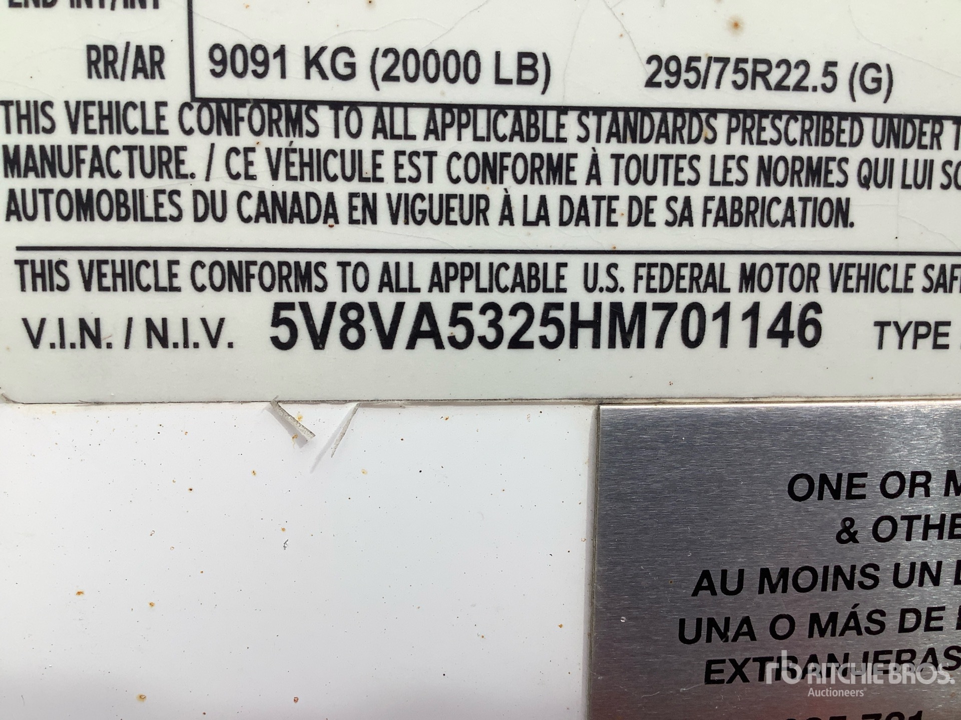 General Appearance with Serial Number / VIN